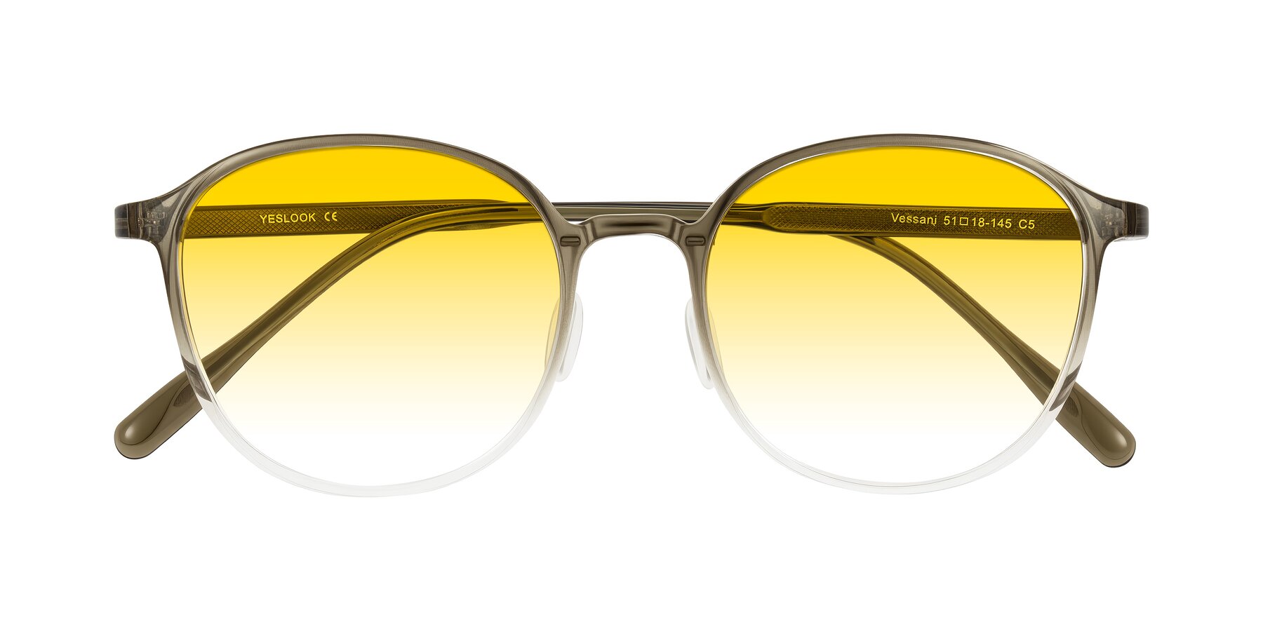 Folded Front of Vessani in Brown/Clear with Yellow Gradient Lenses