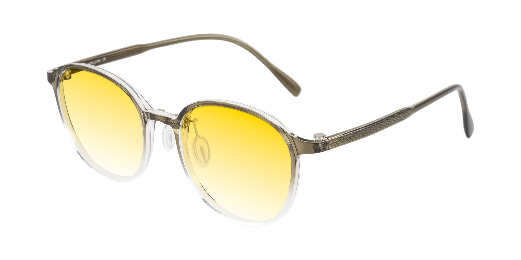 Angle of Vessani in Brown/Clear with Yellow Gradient Lenses