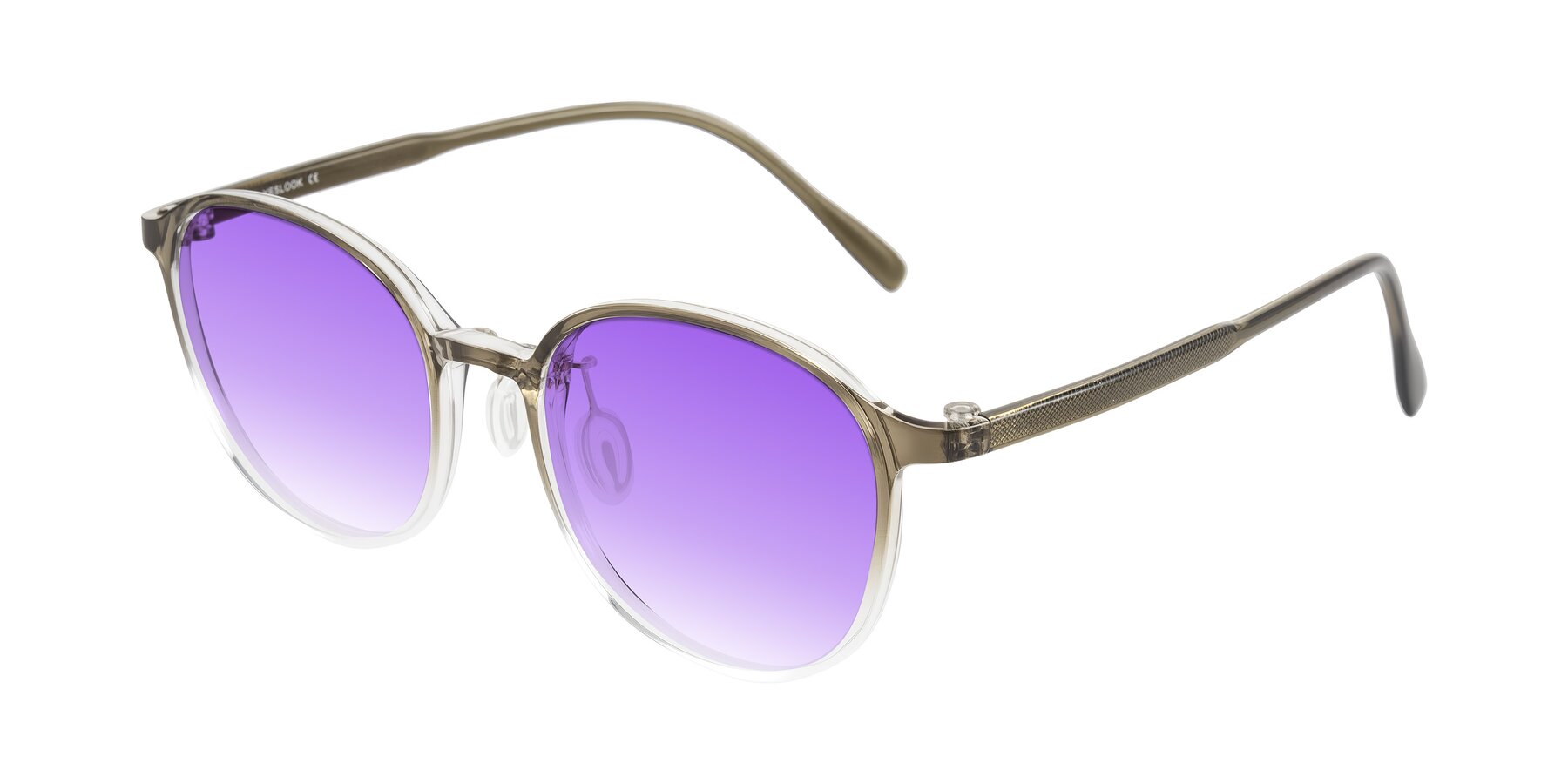 Angle of Vessani in Brown/Clear with Purple Gradient Lenses