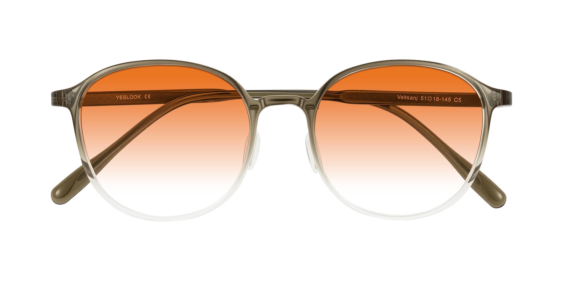 Folded Front of Vessani in Brown/Clear with Orange Gradient Lenses
