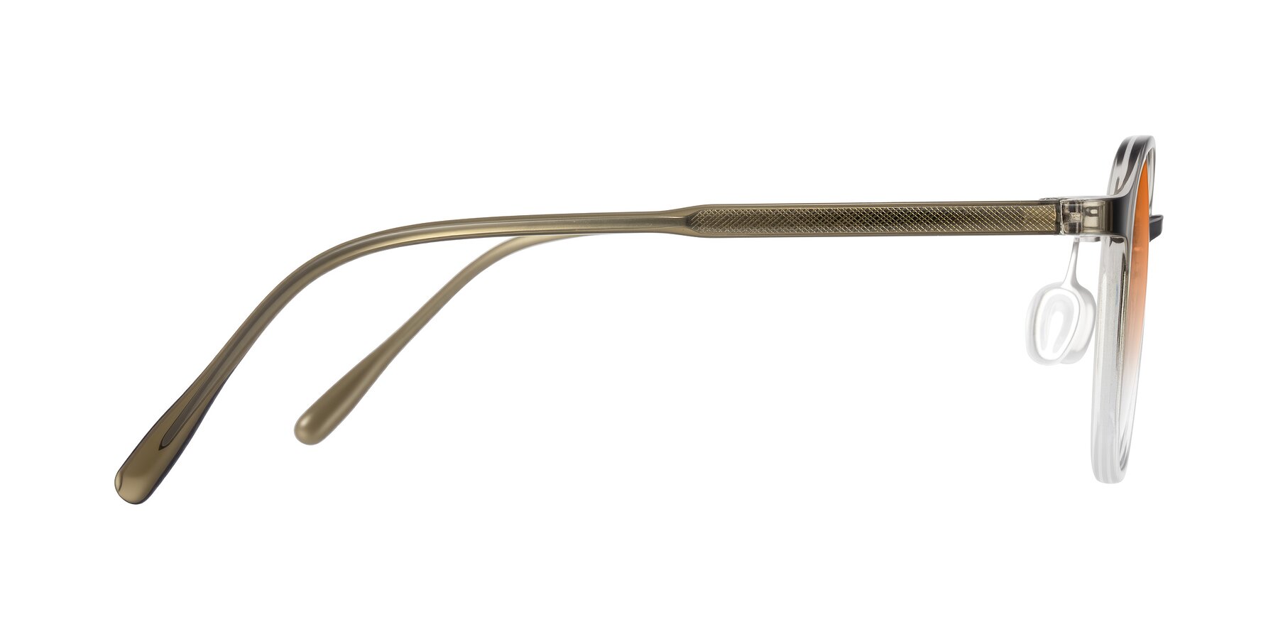 Side of Vessani in Brown/Clear with Orange Gradient Lenses
