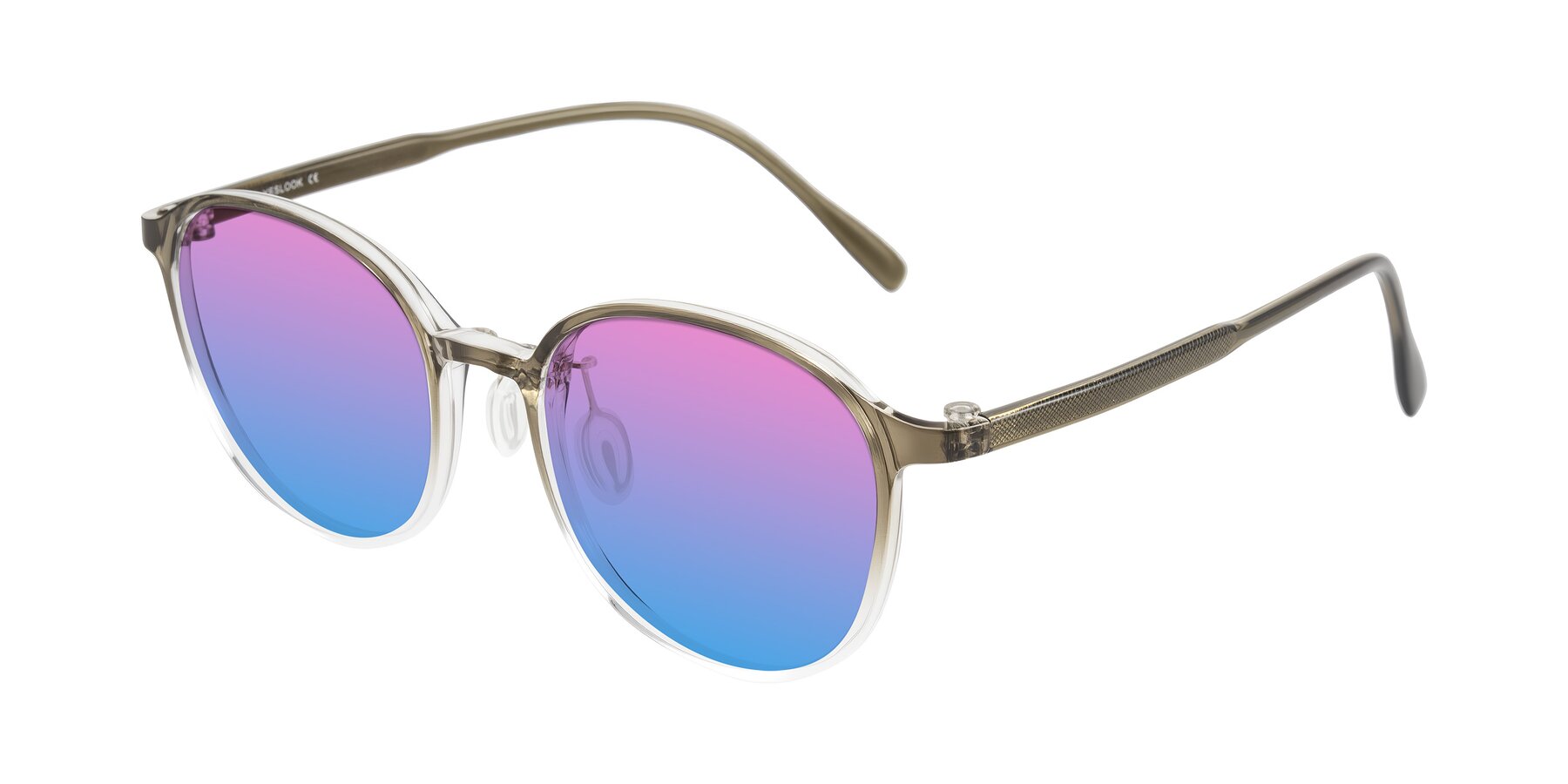 Angle of Vessani in Brown/Clear with Pink / Blue Gradient Lenses