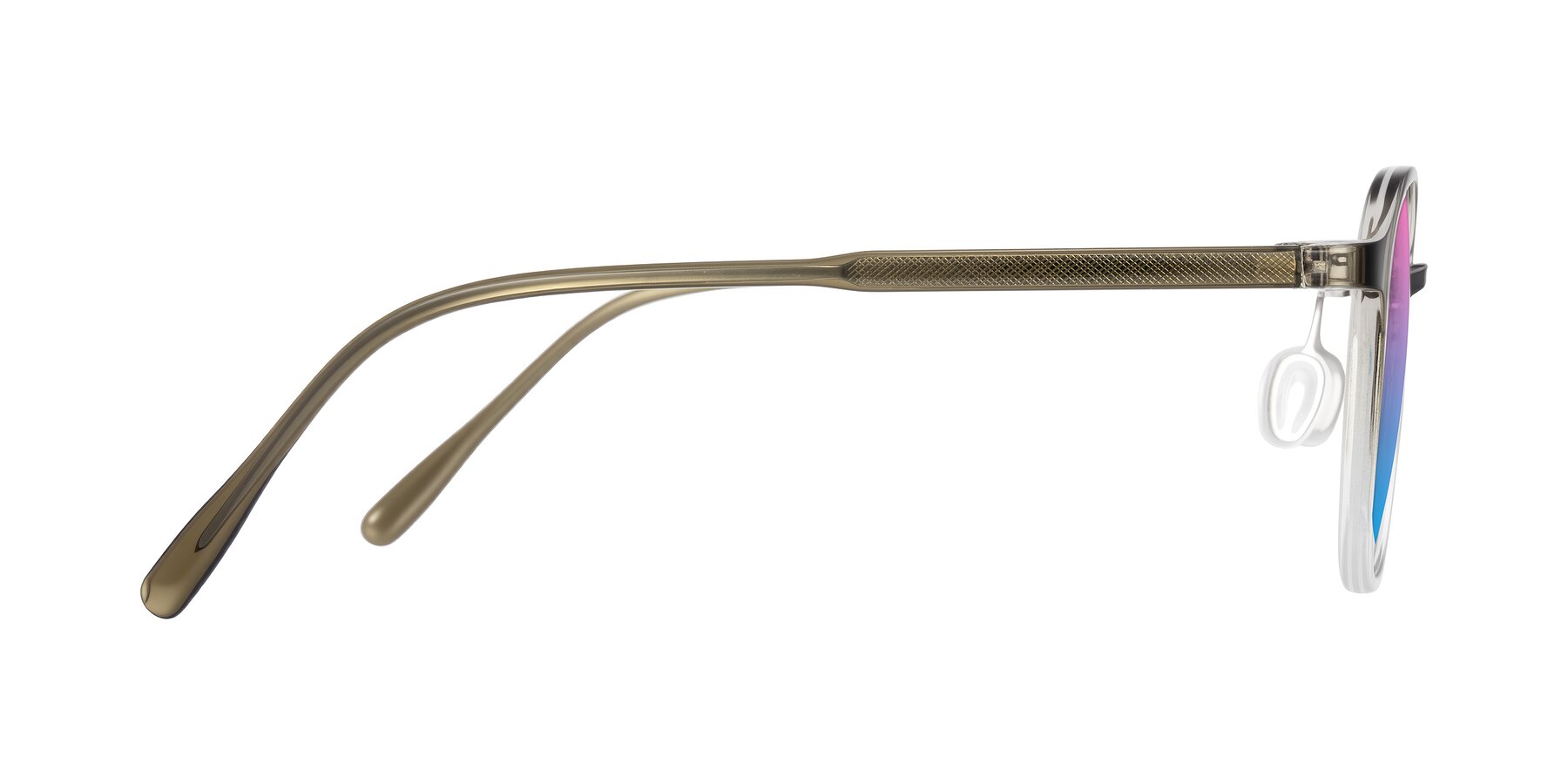 Side of Vessani in Brown/Clear with Pink / Blue Gradient Lenses