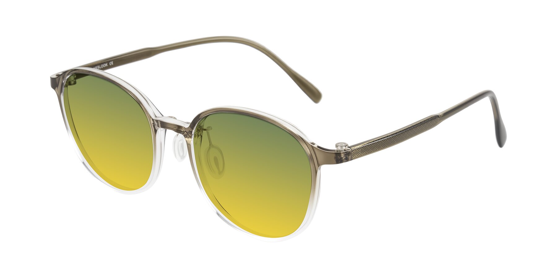 Angle of Vessani in Brown/Clear with Green / Yellow Gradient Lenses