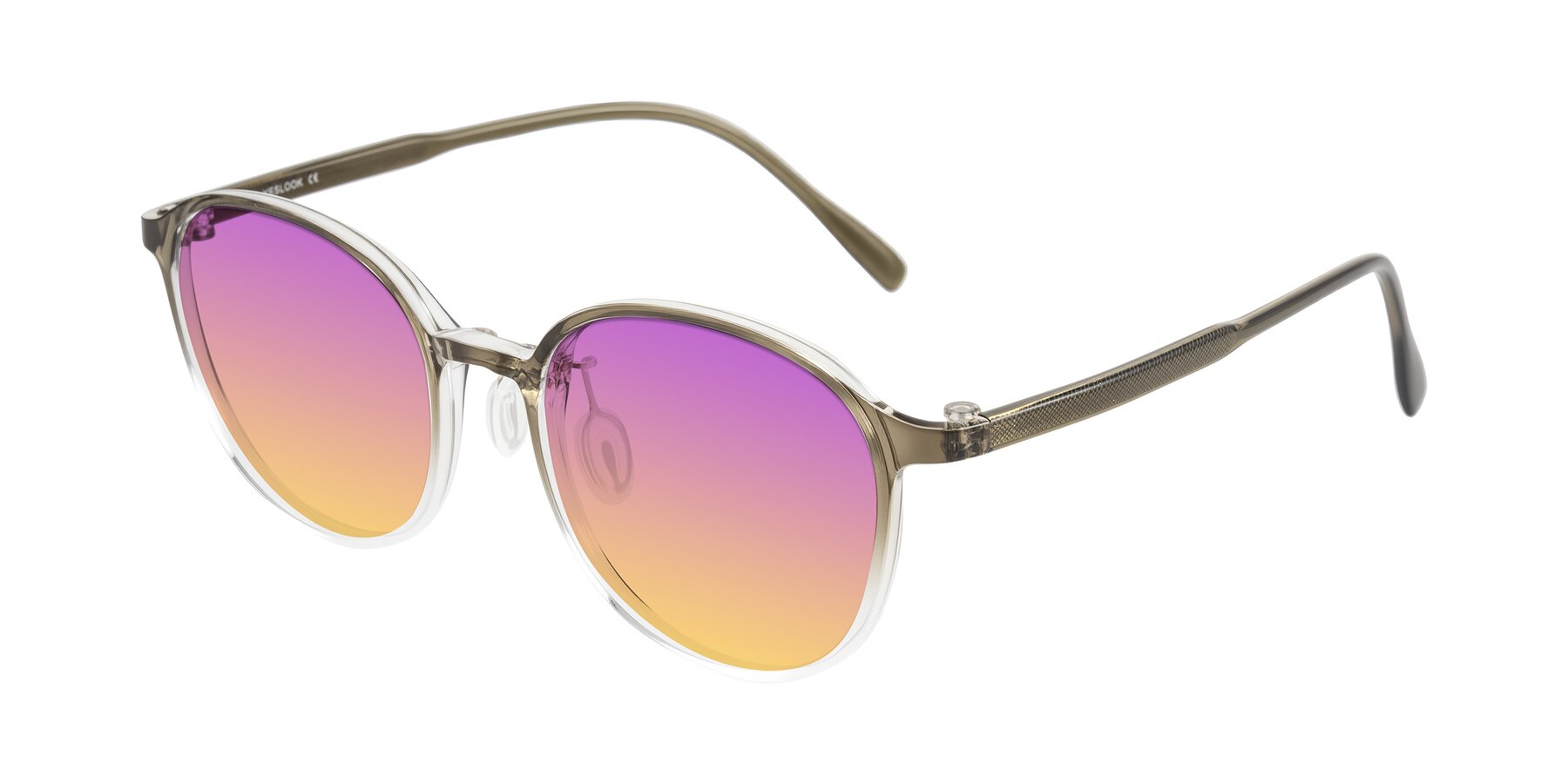 Angle of Vessani in Brown/Clear with Purple / Yellow Gradient Lenses