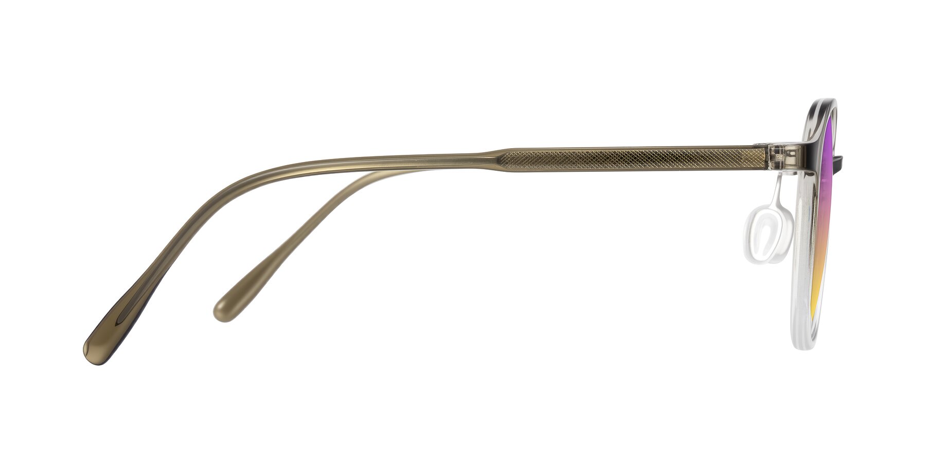 Side of Vessani in Brown/Clear with Purple / Yellow Gradient Lenses