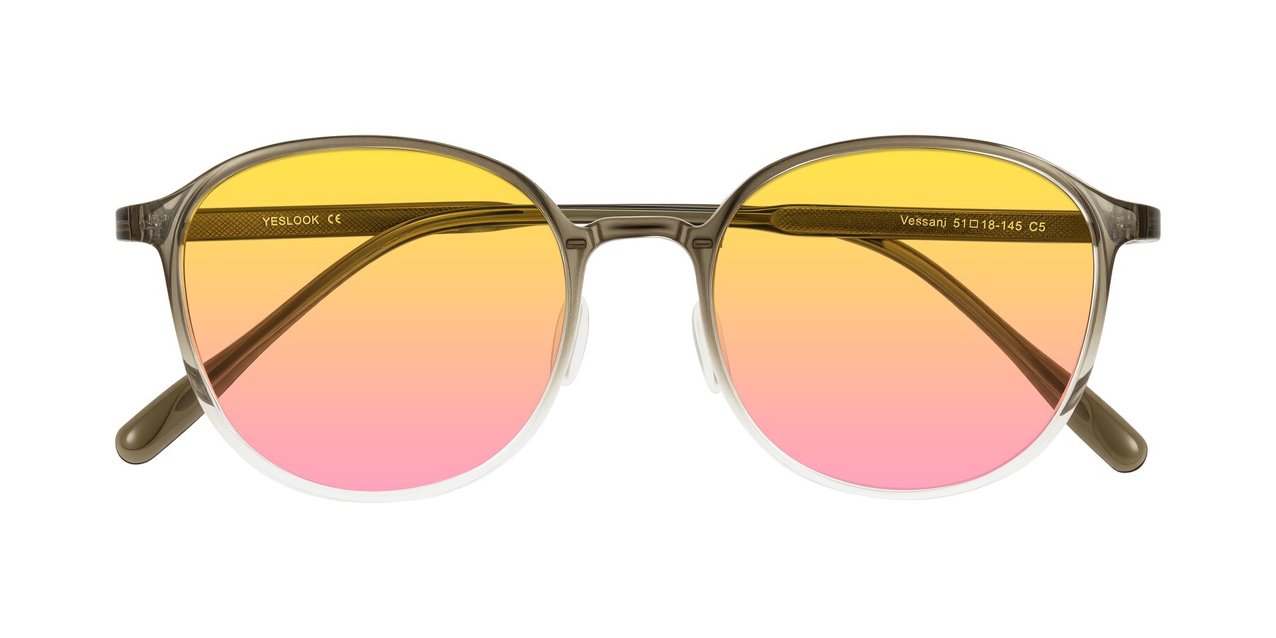 Folded Front of Vessani in Brown/Clear with Yellow / Pink Gradient Lenses