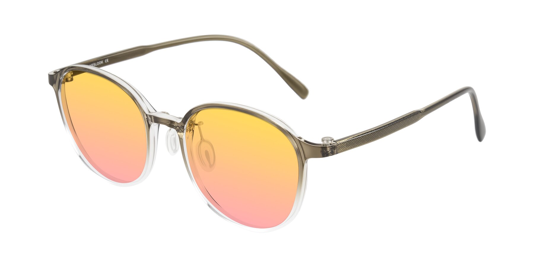 Angle of Vessani in Brown/Clear with Yellow / Pink Gradient Lenses