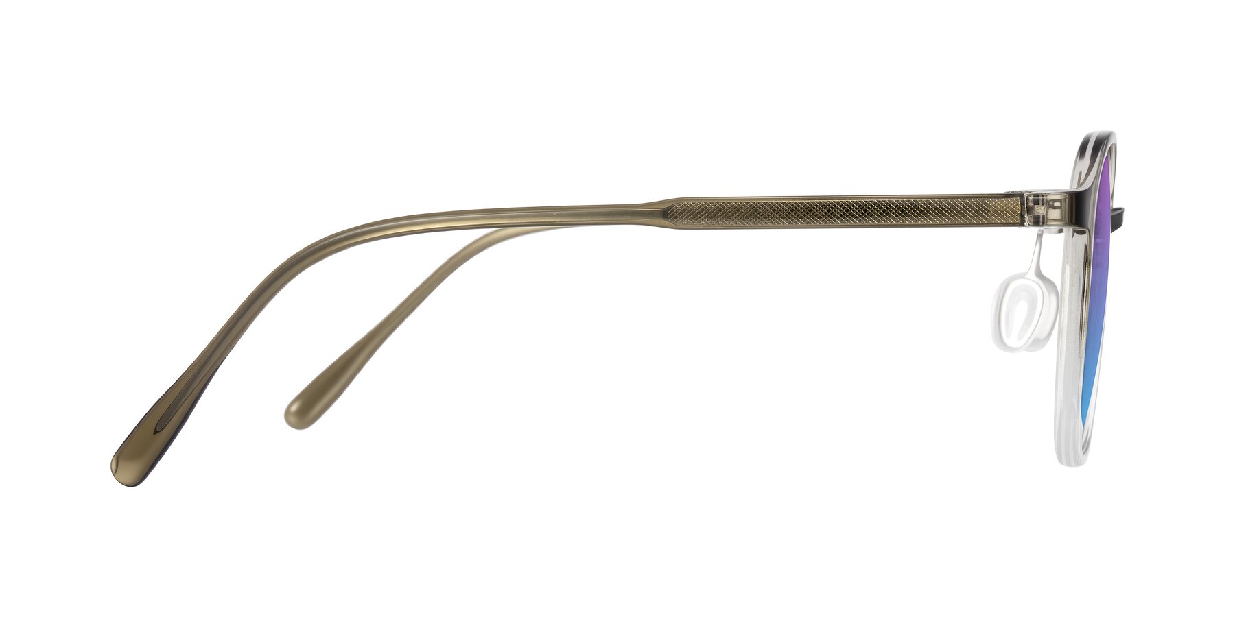 Side of Vessani in Brown/Clear with Purple / Blue Gradient Lenses