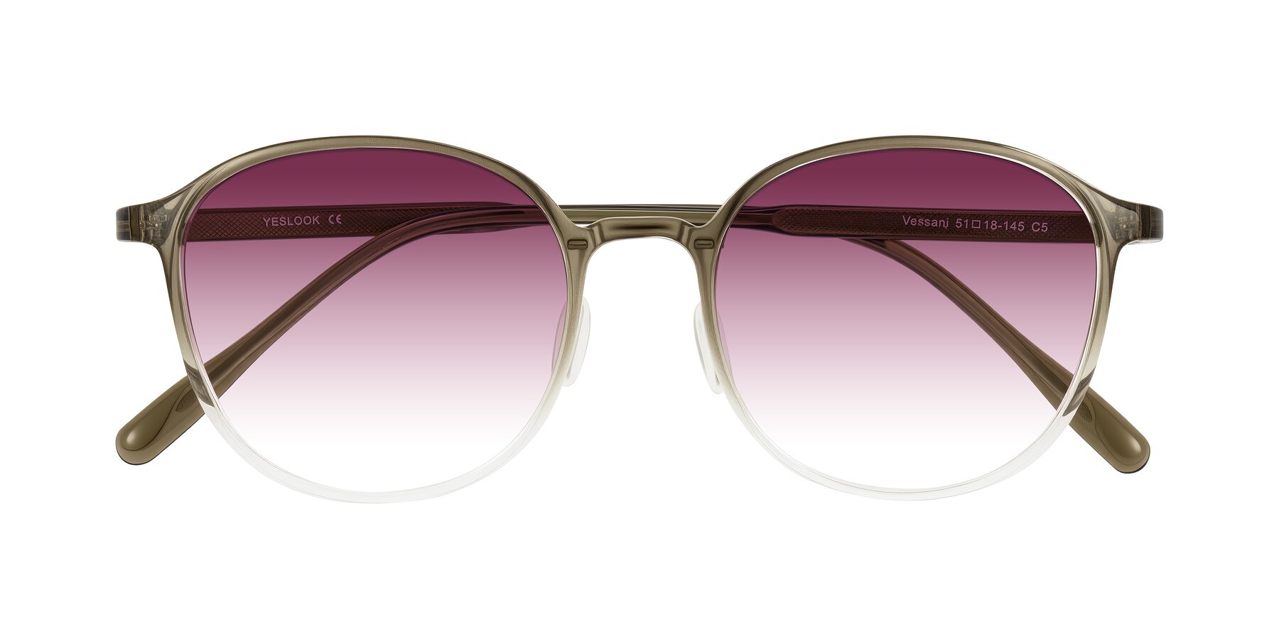 Folded Front of Vessani in Brown/Clear with Wine Gradient Lenses