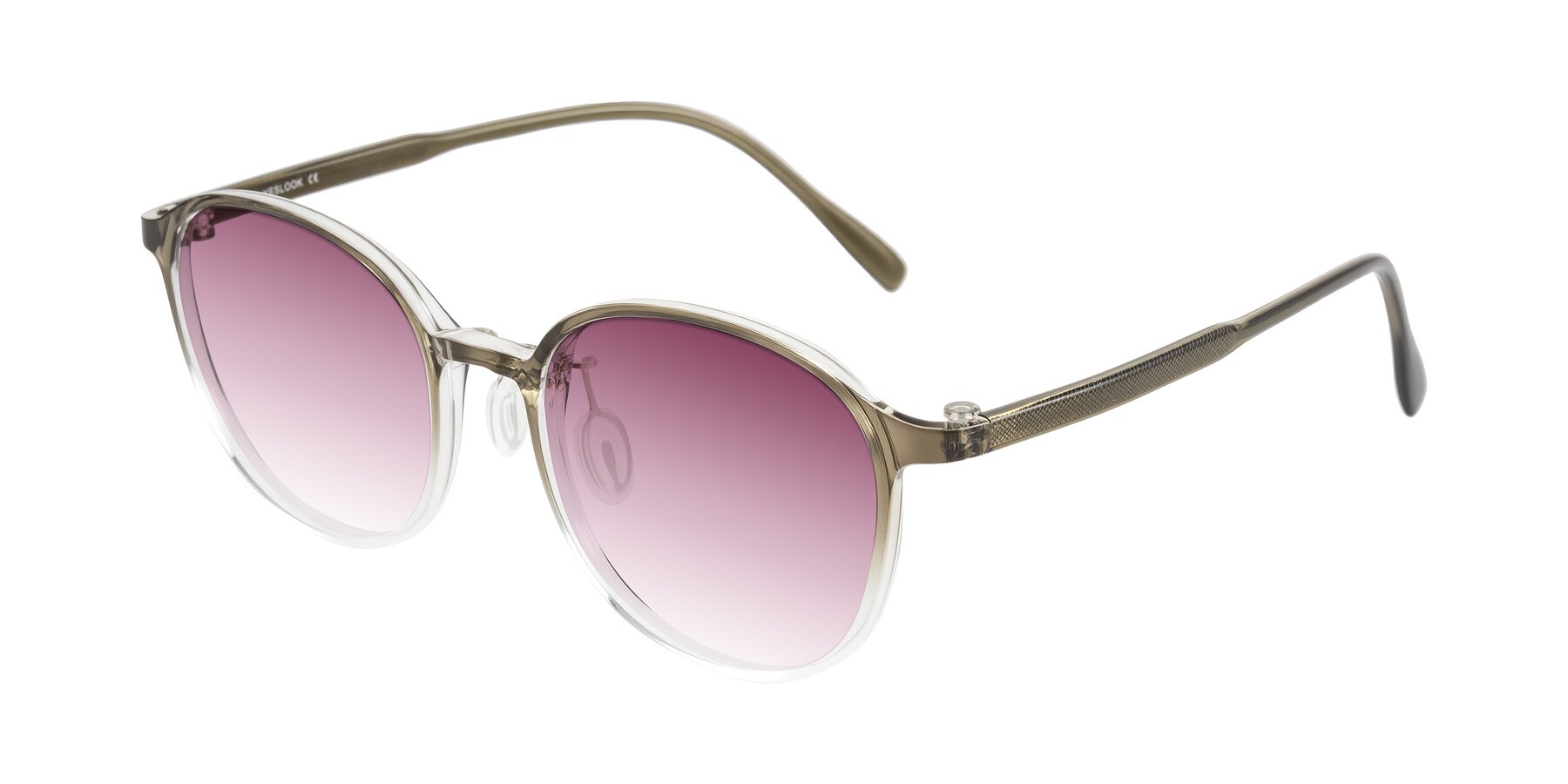 Angle of Vessani in Brown/Clear with Wine Gradient Lenses