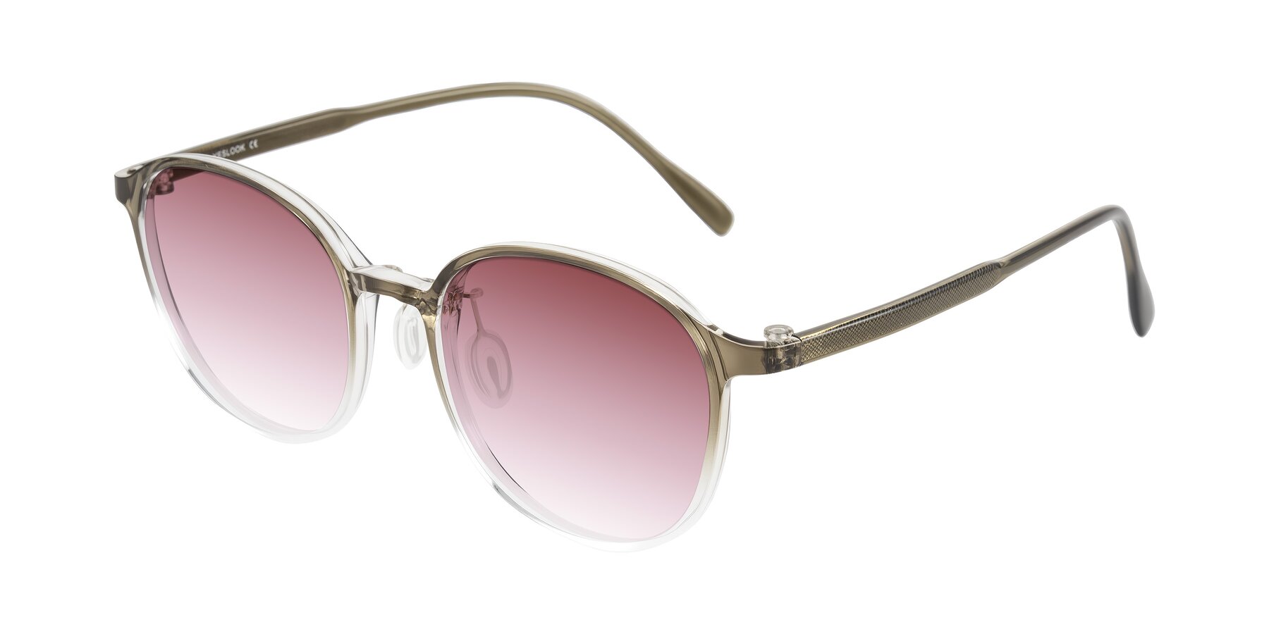 Angle of Vessani in Brown/Clear with Garnet Gradient Lenses