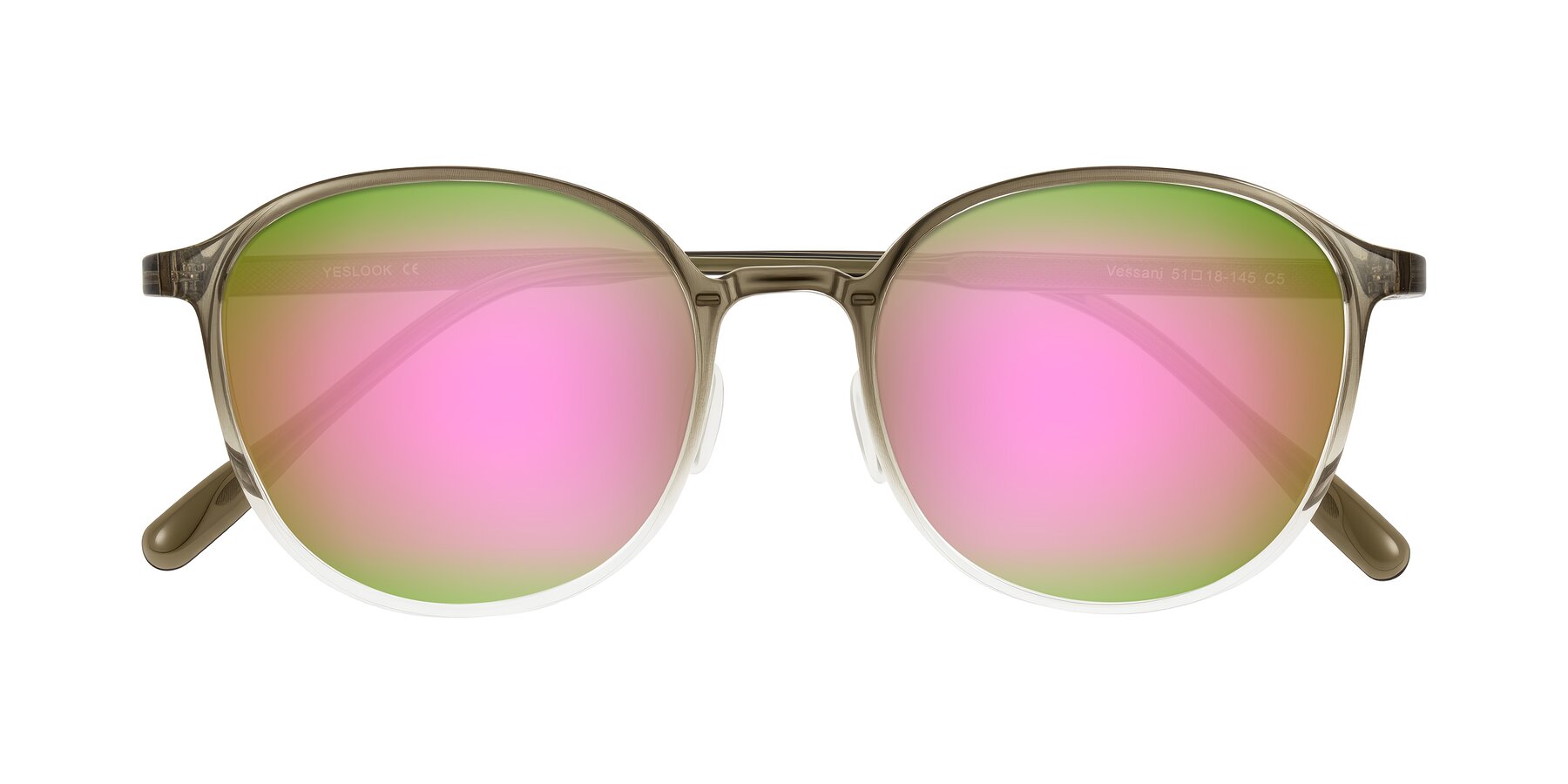 Folded Front of Vessani in Brown/Clear with Pink Mirrored Lenses
