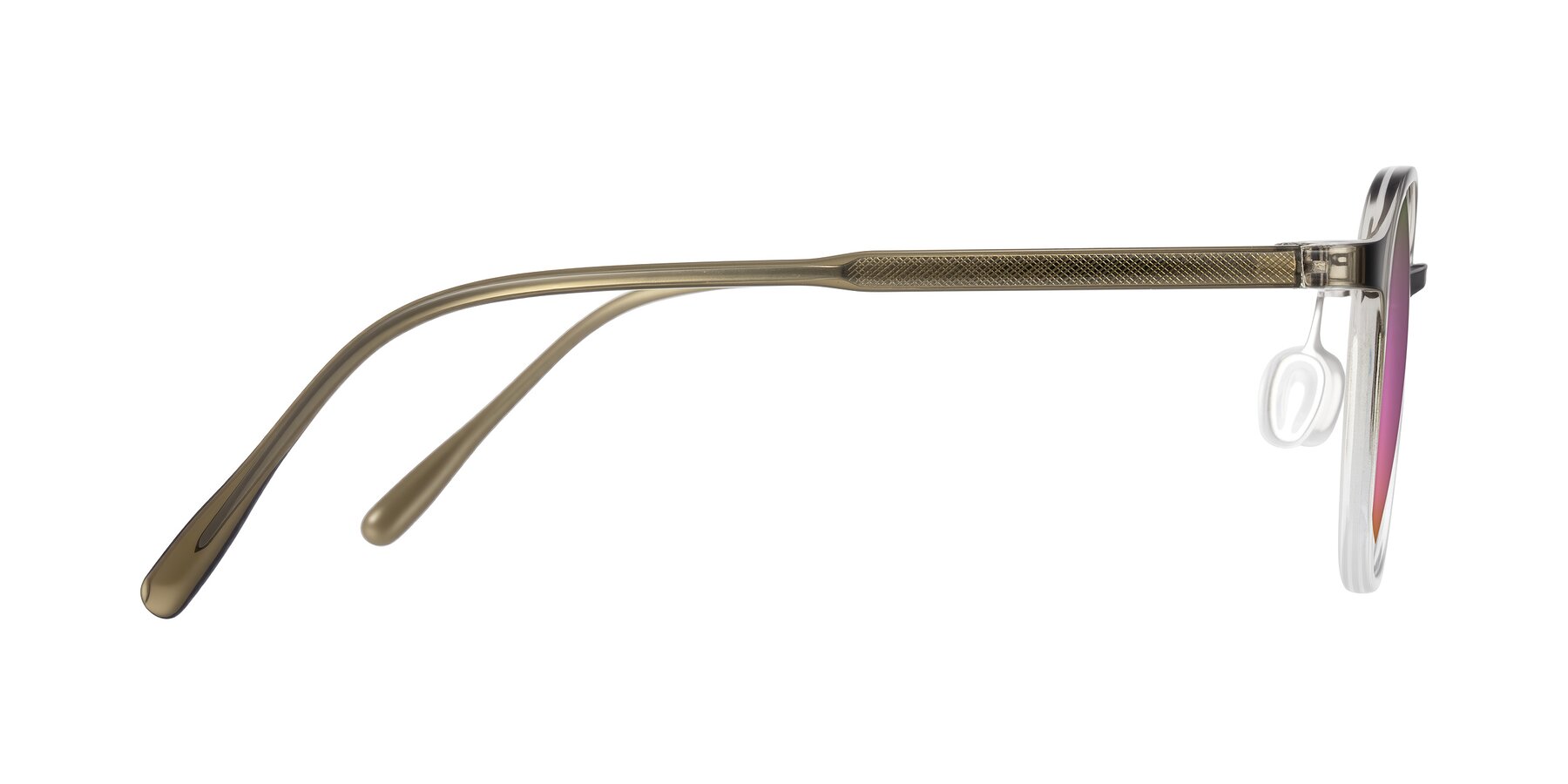 Side of Vessani in Brown/Clear with Pink Mirrored Lenses