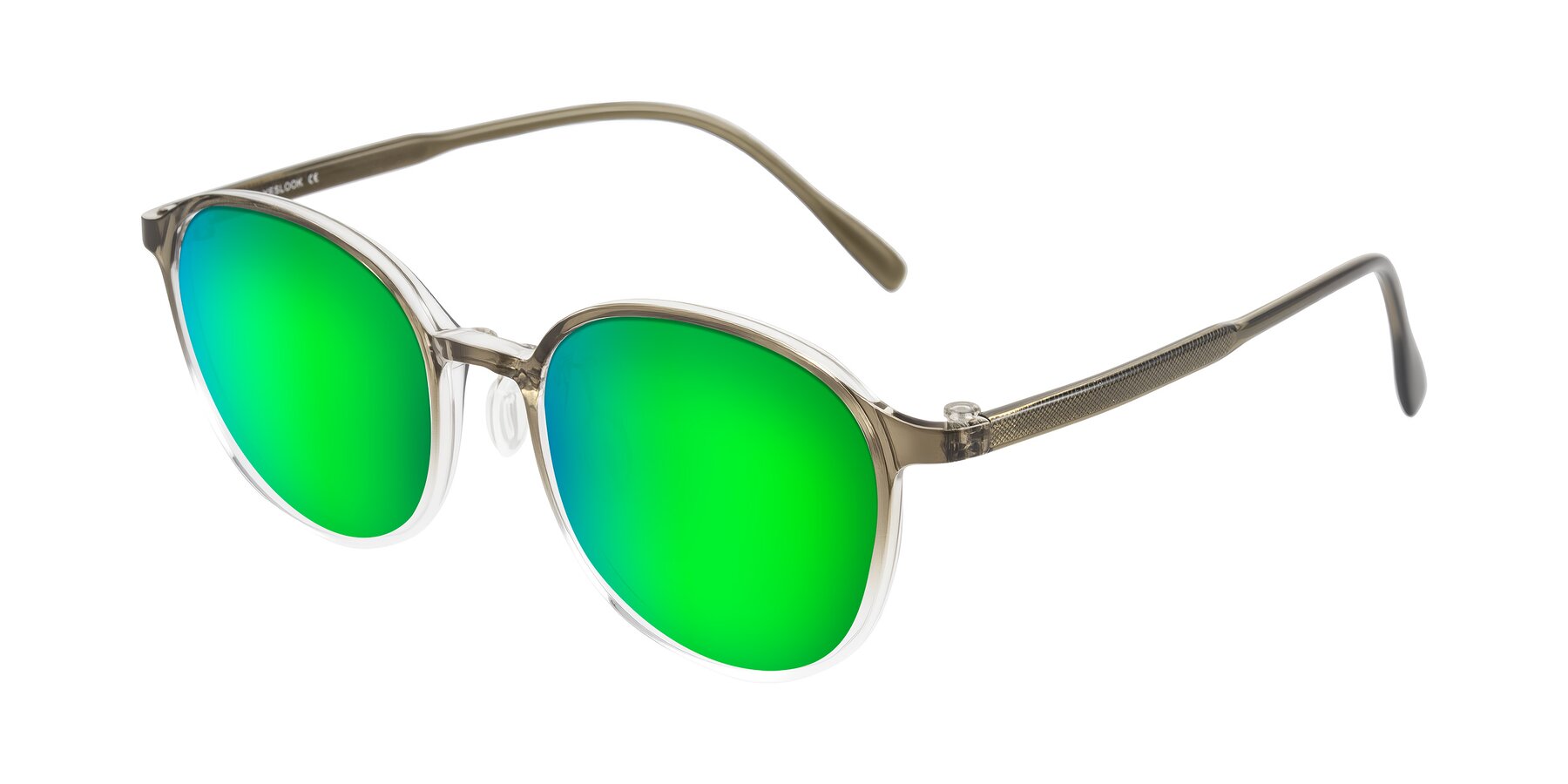 Angle of Vessani in Brown/Clear with Green Mirrored Lenses