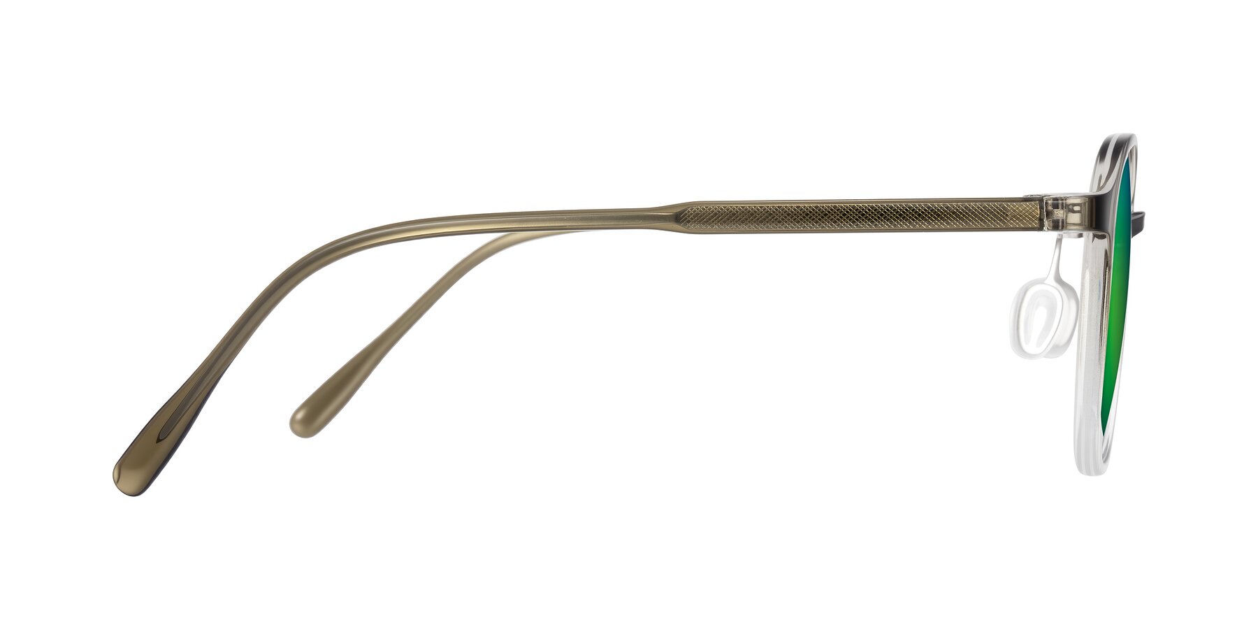 Side of Vessani in Brown/Clear with Green Mirrored Lenses