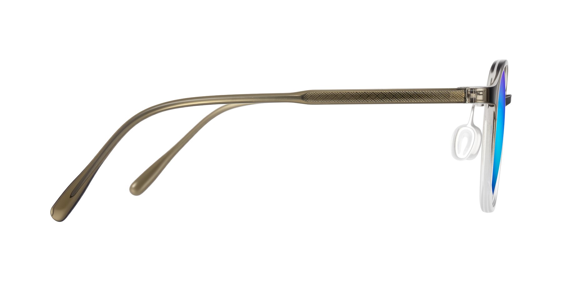 Side of Vessani in Brown/Clear with Blue Mirrored Lenses