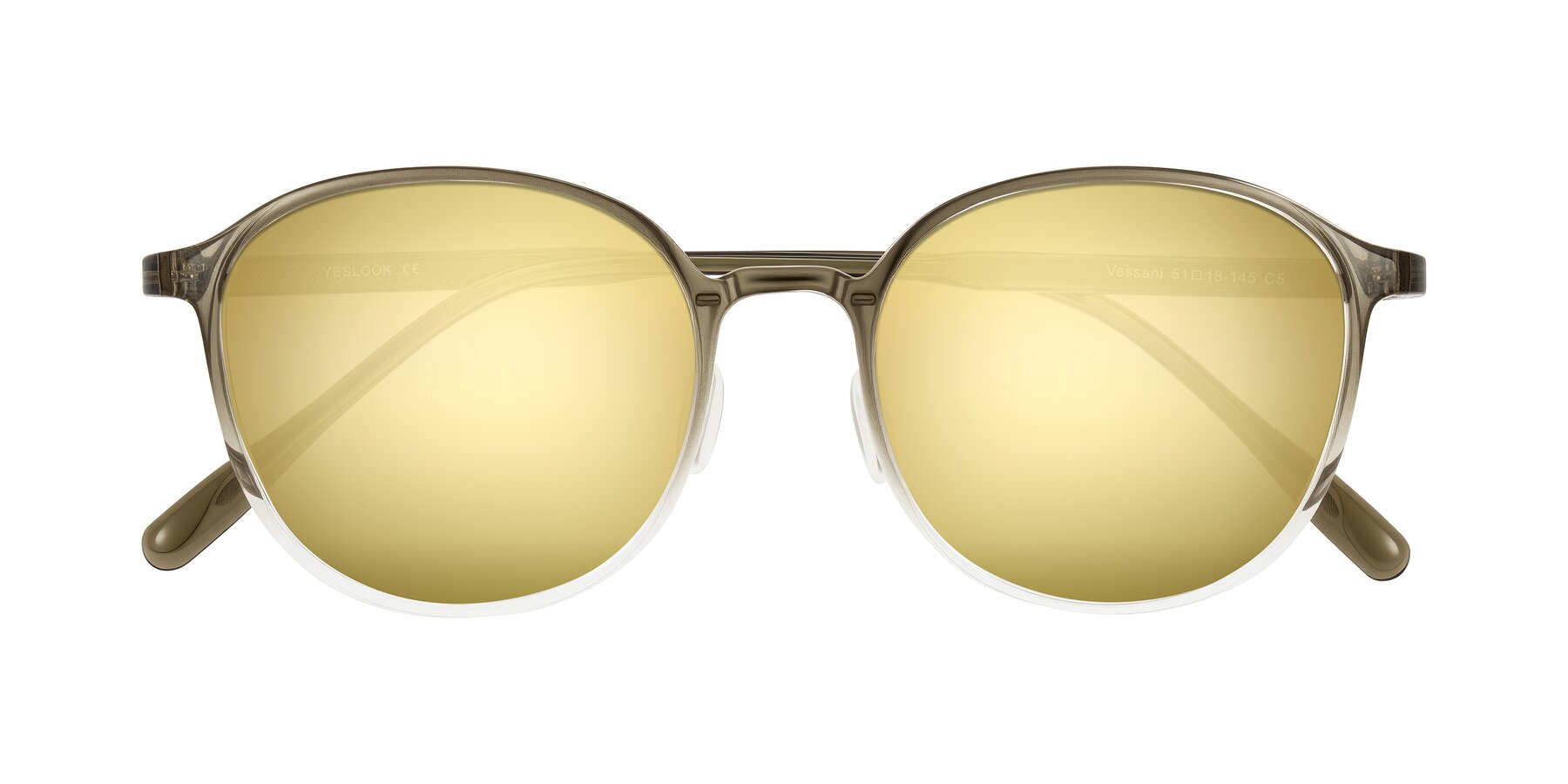 Folded Front of Vessani in Brown/Clear with Gold Mirrored Lenses