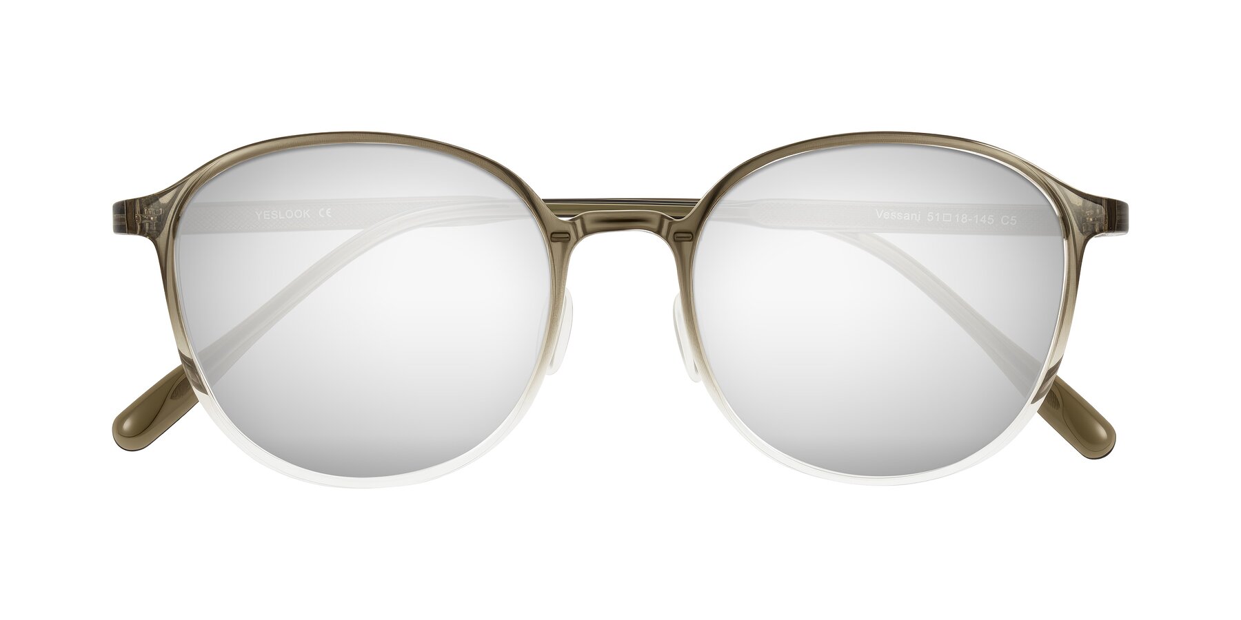 Folded Front of Vessani in Brown/Clear with Silver Mirrored Lenses