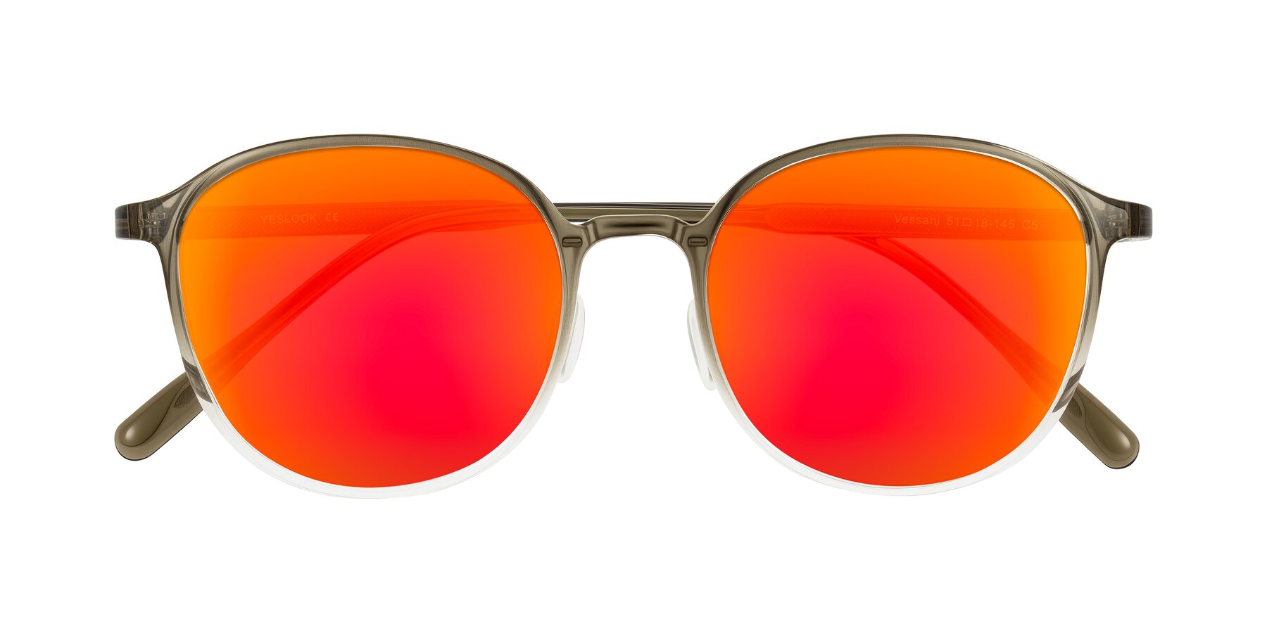 Folded Front of Vessani in Brown/Clear with Red Gold Mirrored Lenses