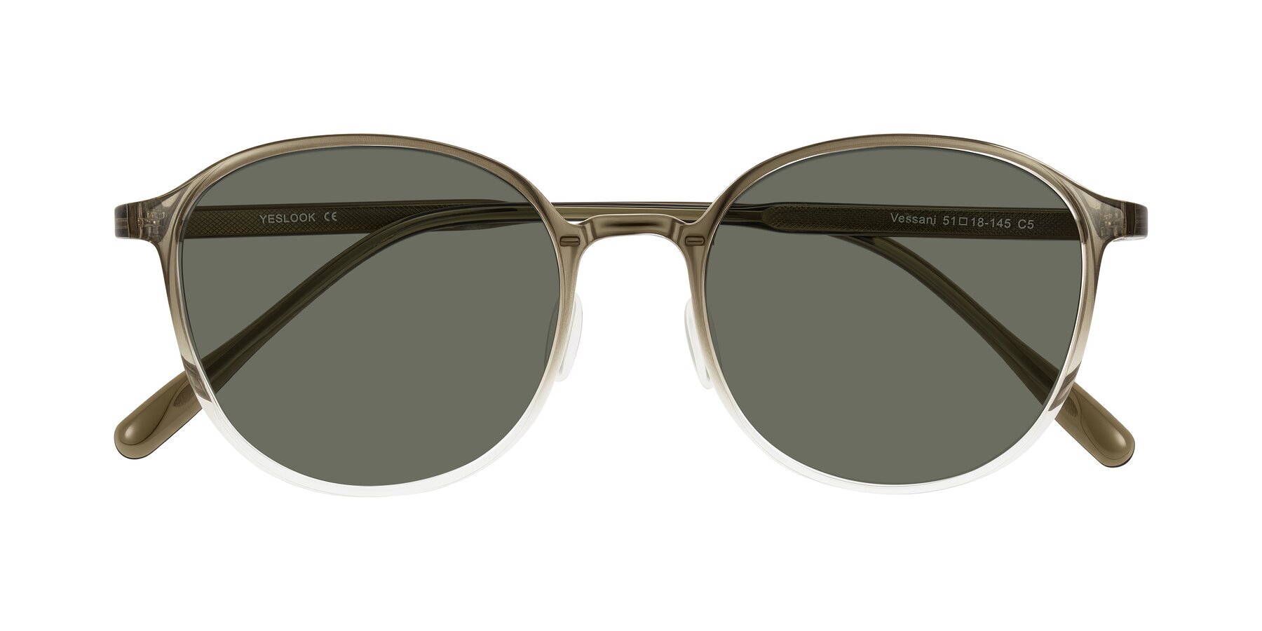 Folded Front of Vessani in Brown/Clear with Gray Polarized Lenses