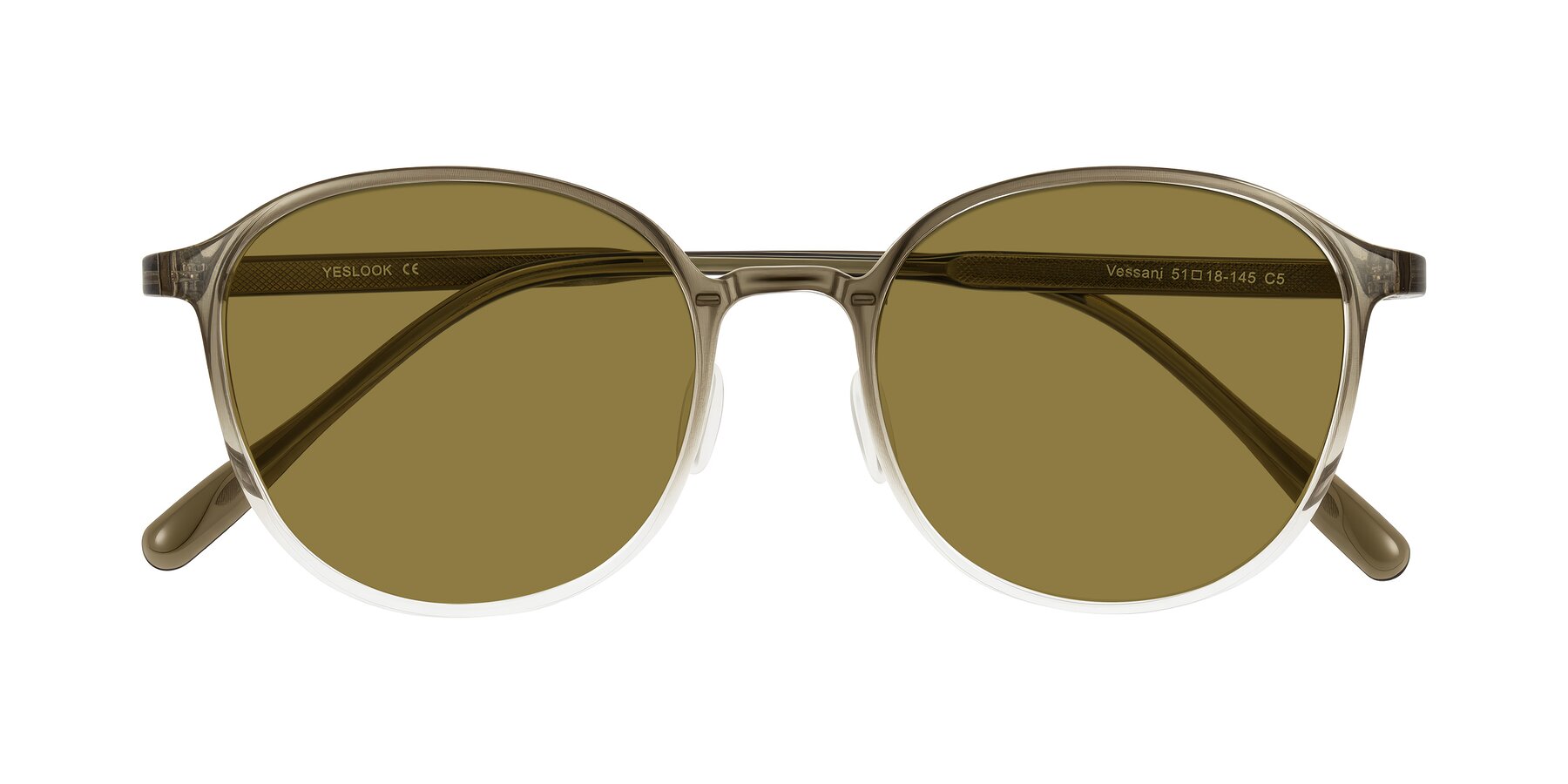 Folded Front of Vessani in Brown/Clear with Brown Polarized Lenses