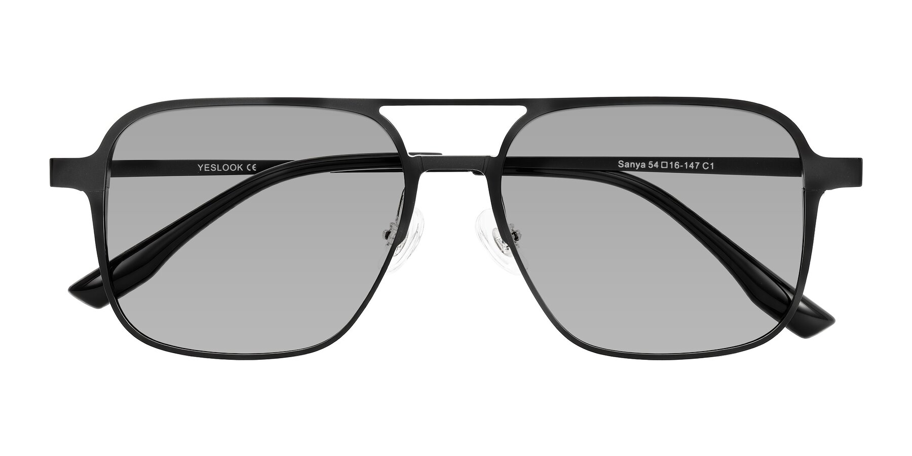 Folded Front of Sanya in Matte Black with Light Gray Tinted Lenses
