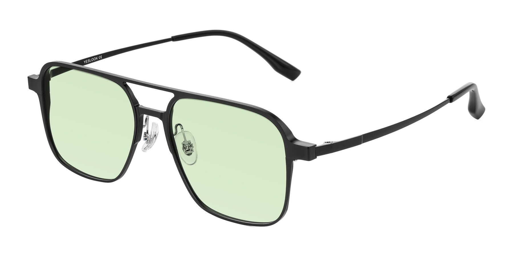 Angle of Sanya in Matte Black with Light Green Tinted Lenses