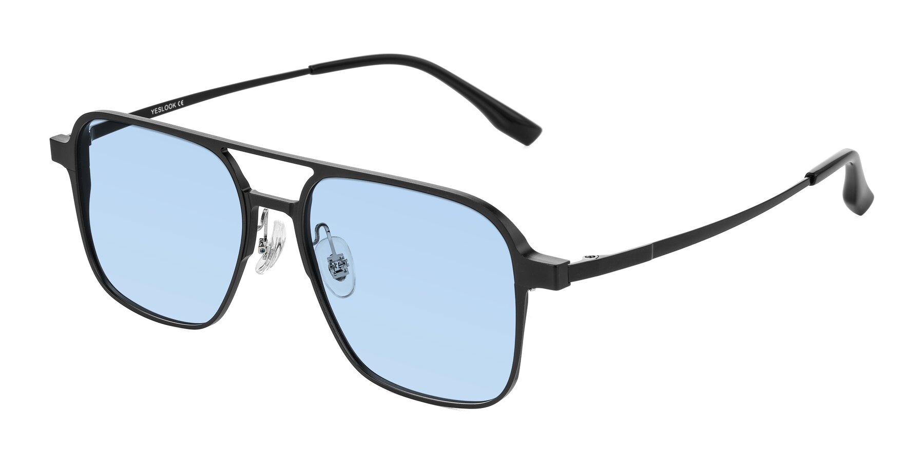 Angle of Sanya in Matte Black with Light Blue Tinted Lenses