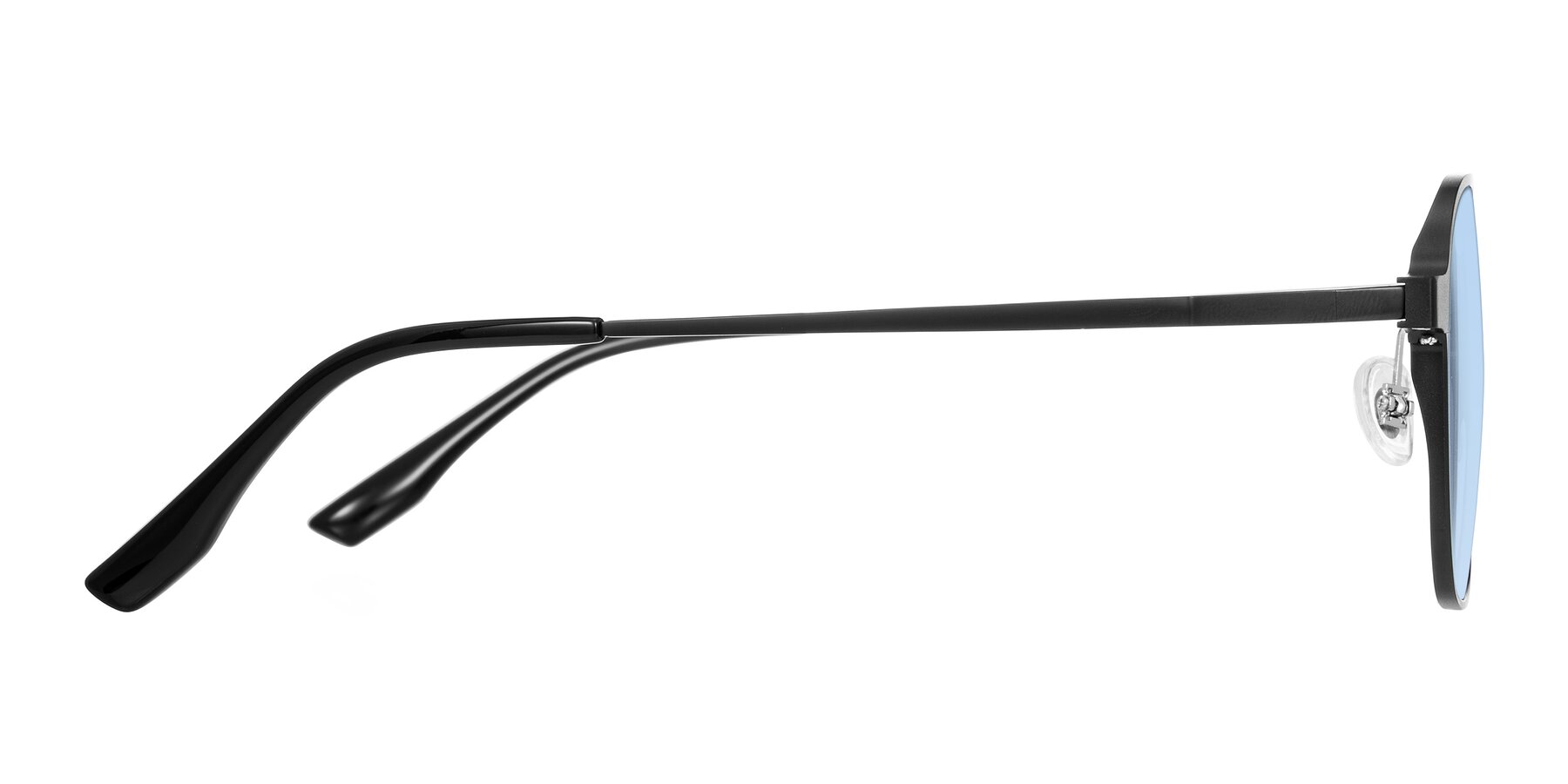 Side of Sanya in Matte Black with Light Blue Tinted Lenses