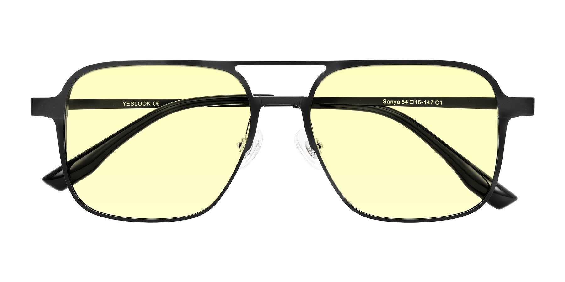 Folded Front of Sanya in Matte Black with Light Yellow Tinted Lenses