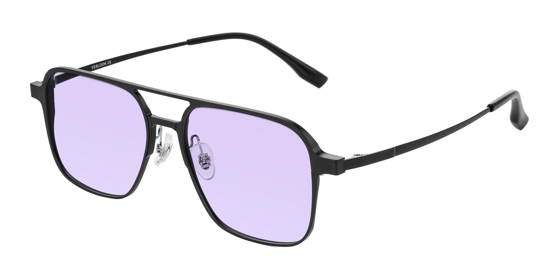Angle of Sanya in Matte Black with Light Purple Tinted Lenses