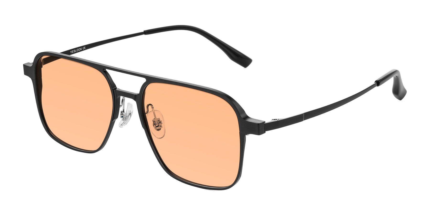 Angle of Sanya in Matte Black with Light Orange Tinted Lenses