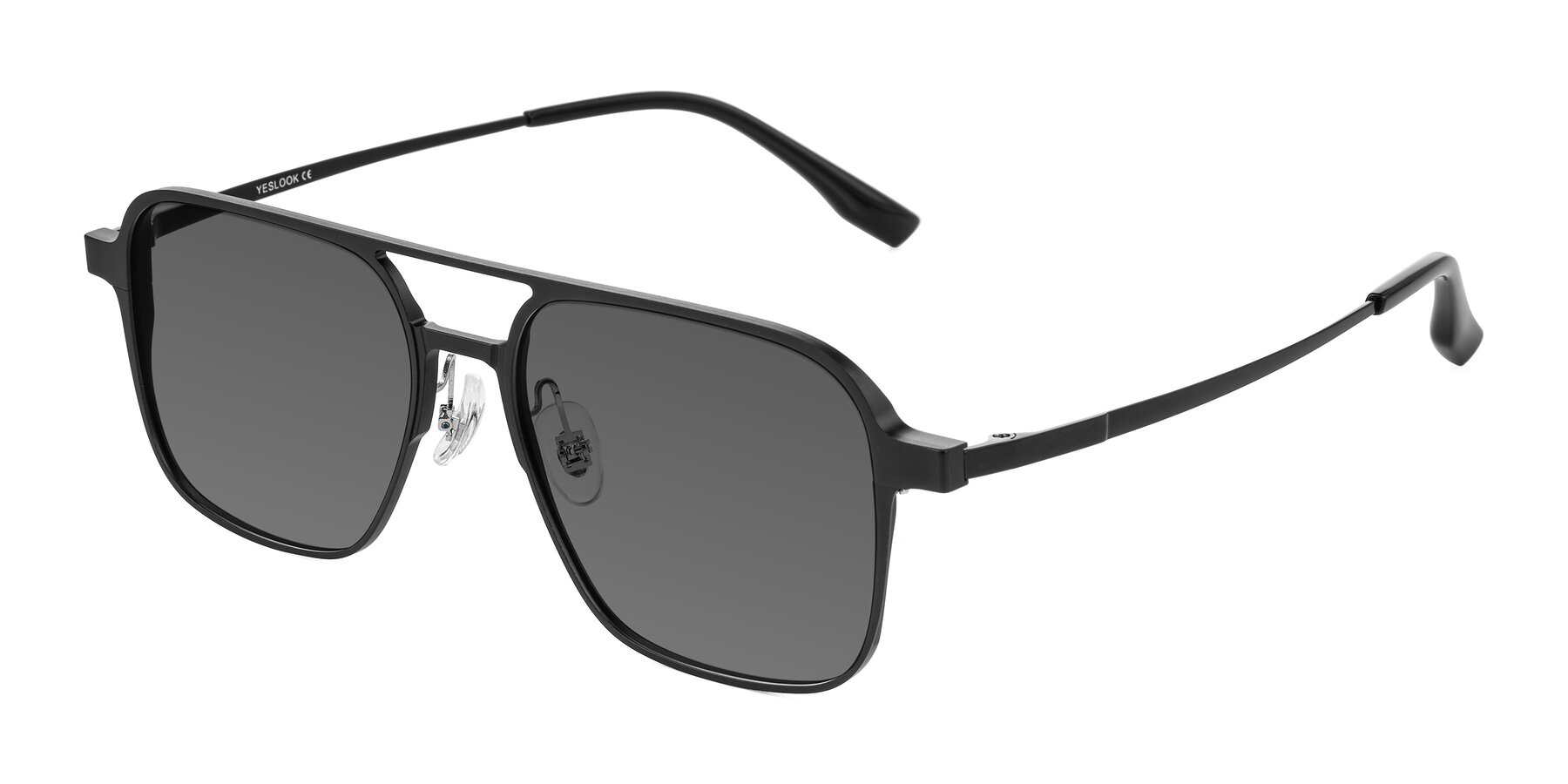 Angle of Sanya in Matte Black with Medium Gray Tinted Lenses