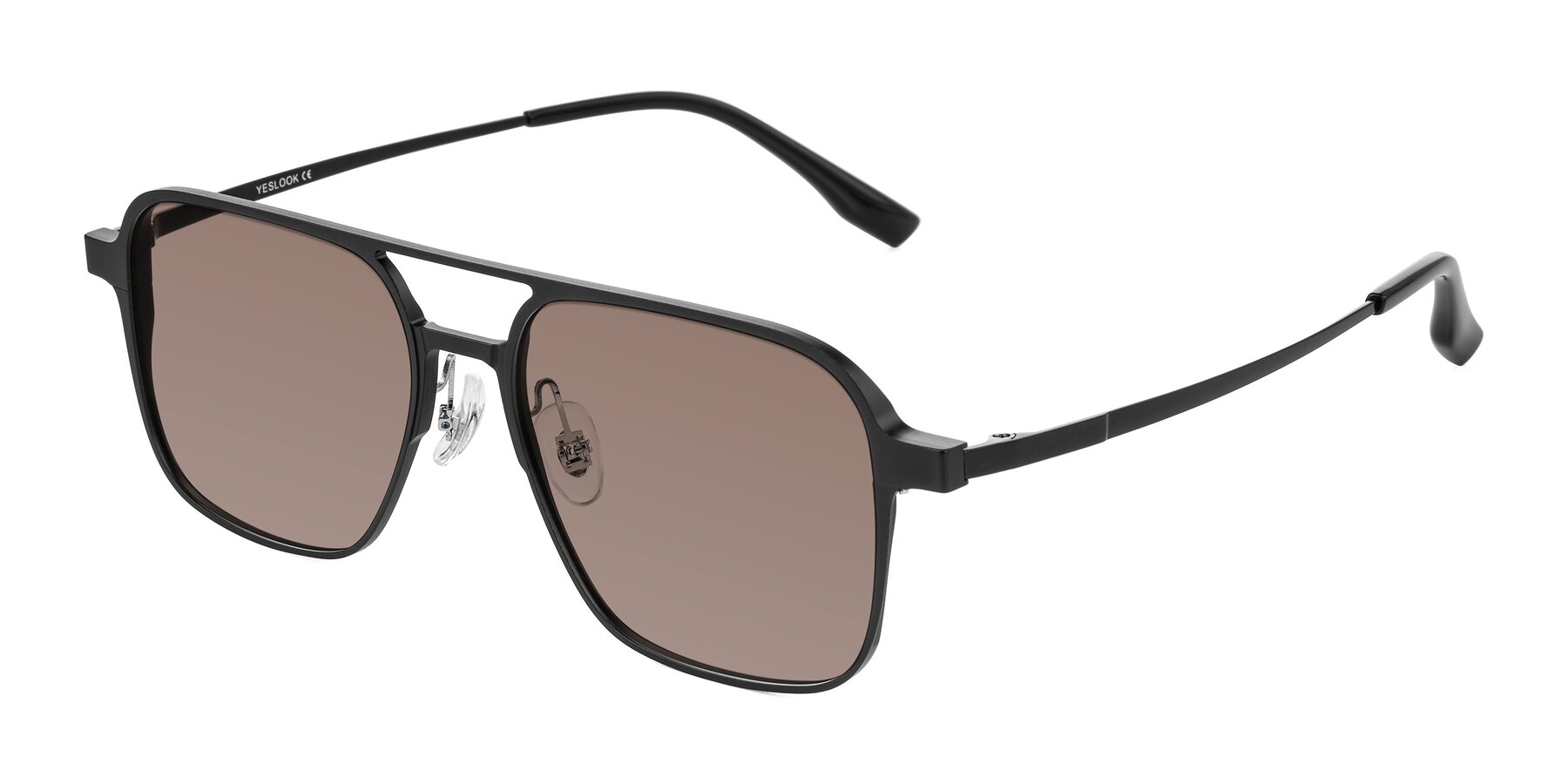 Angle of Sanya in Matte Black with Medium Brown Tinted Lenses