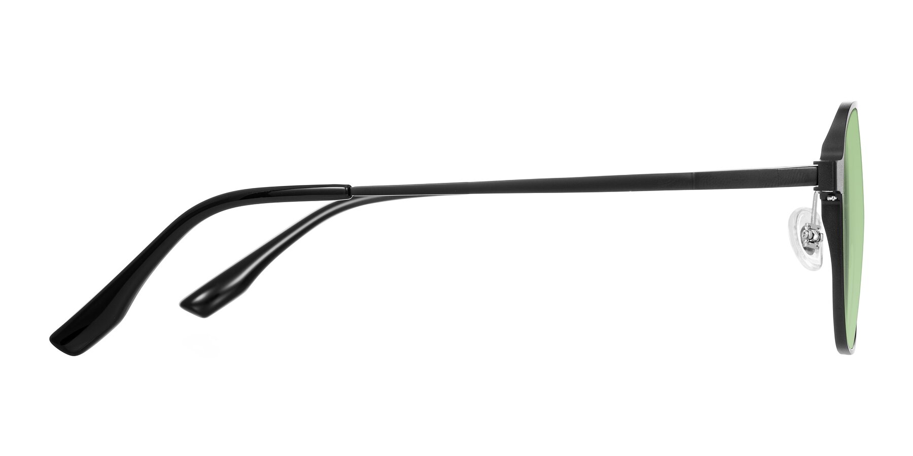 Side of Sanya in Matte Black with Medium Green Tinted Lenses