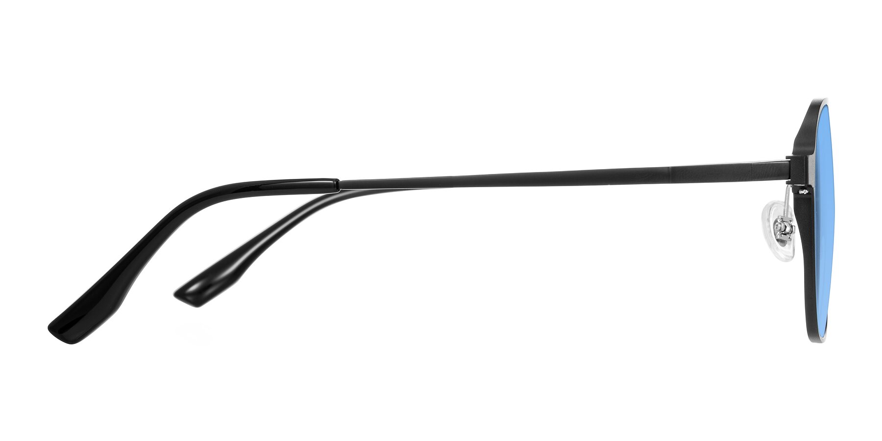 Side of Sanya in Matte Black with Medium Blue Tinted Lenses