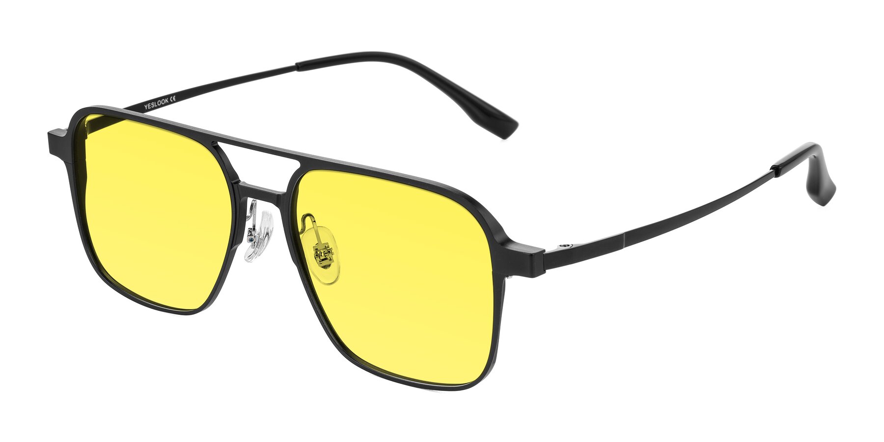 Angle of Sanya in Matte Black with Medium Yellow Tinted Lenses
