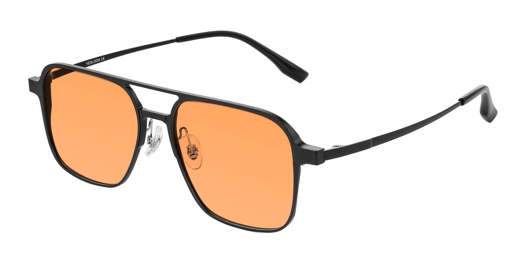 Angle of Sanya in Matte Black with Medium Orange Tinted Lenses