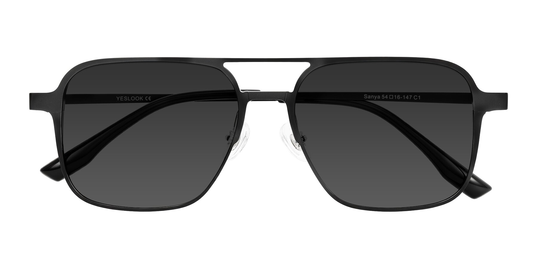 Folded Front of Sanya in Matte Black with Gray Tinted Lenses