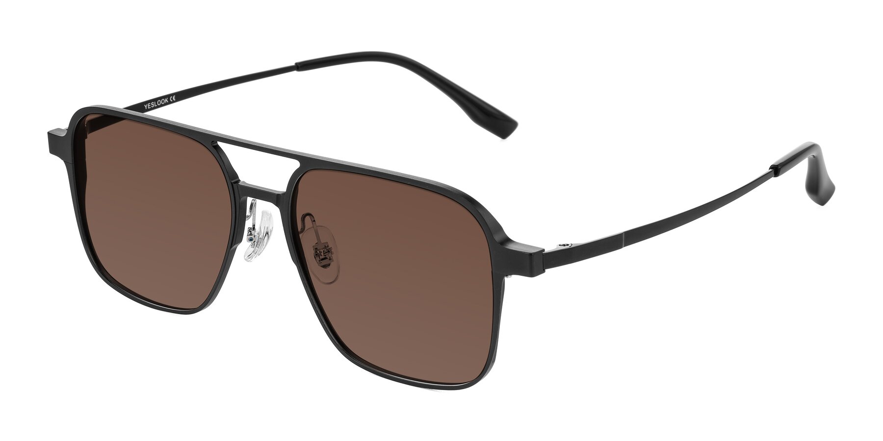 Angle of Sanya in Matte Black with Brown Tinted Lenses