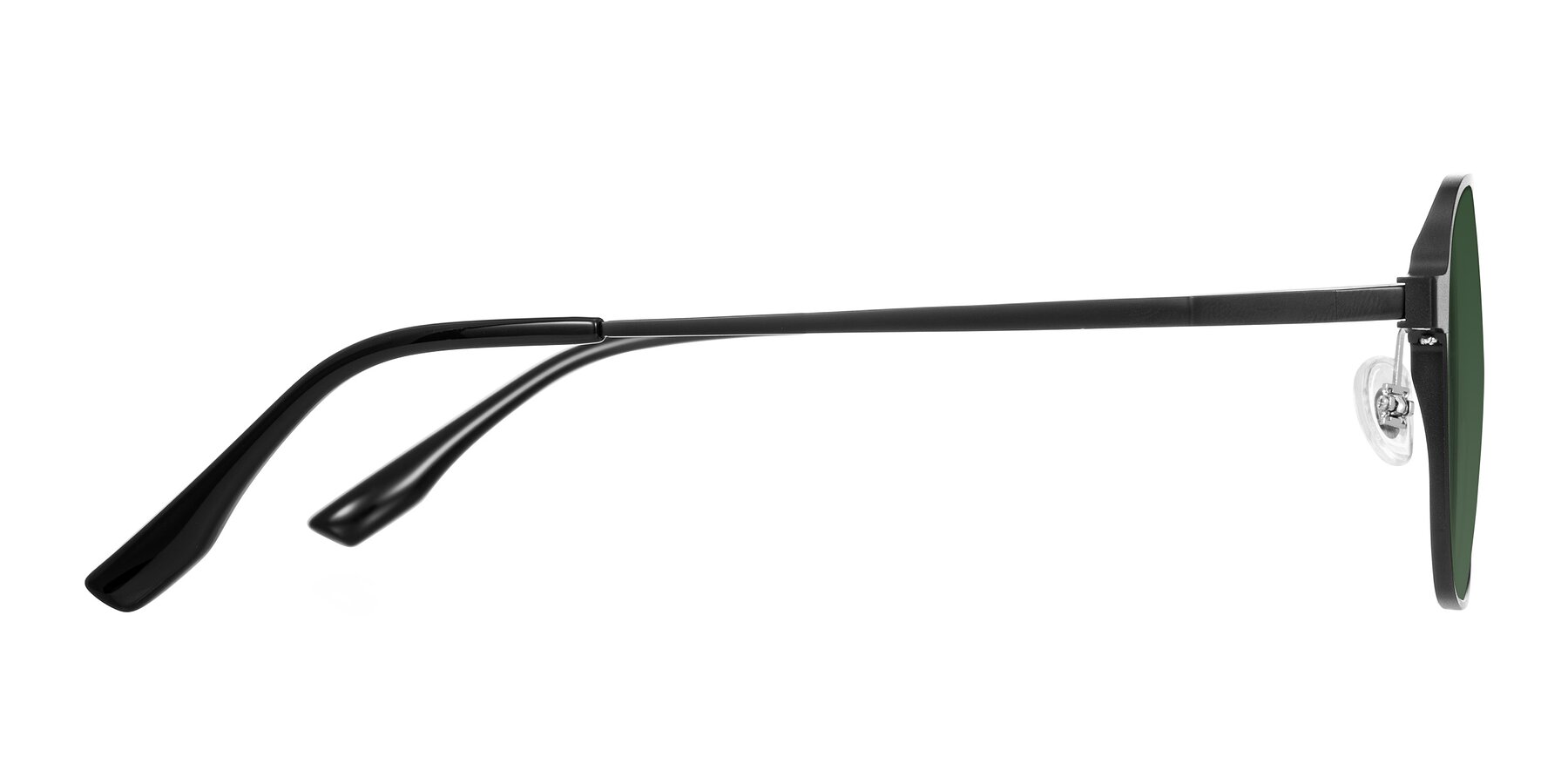 Side of Sanya in Matte Black with Green Tinted Lenses
