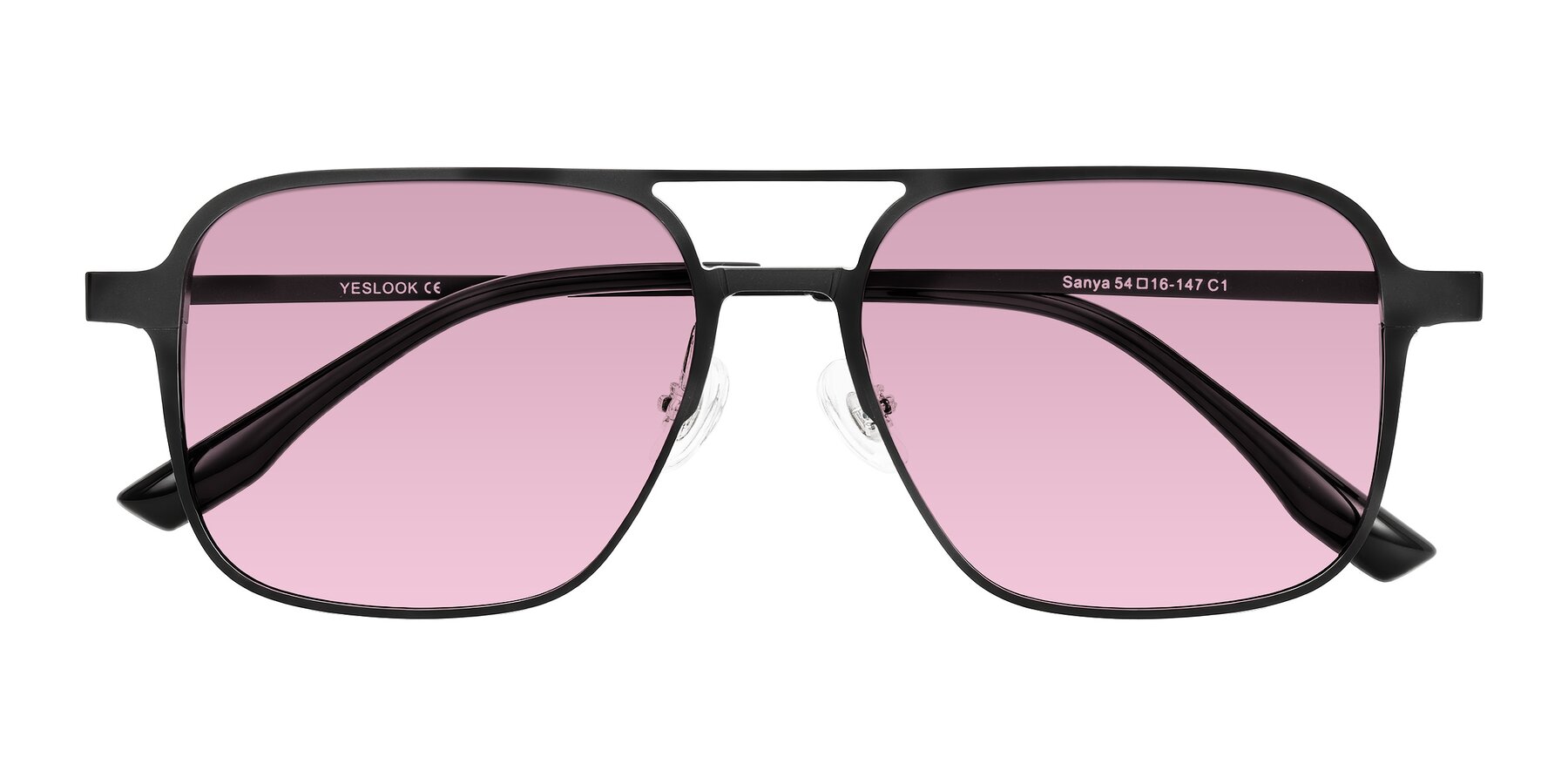 Folded Front of Sanya in Matte Black with Light Wine Tinted Lenses