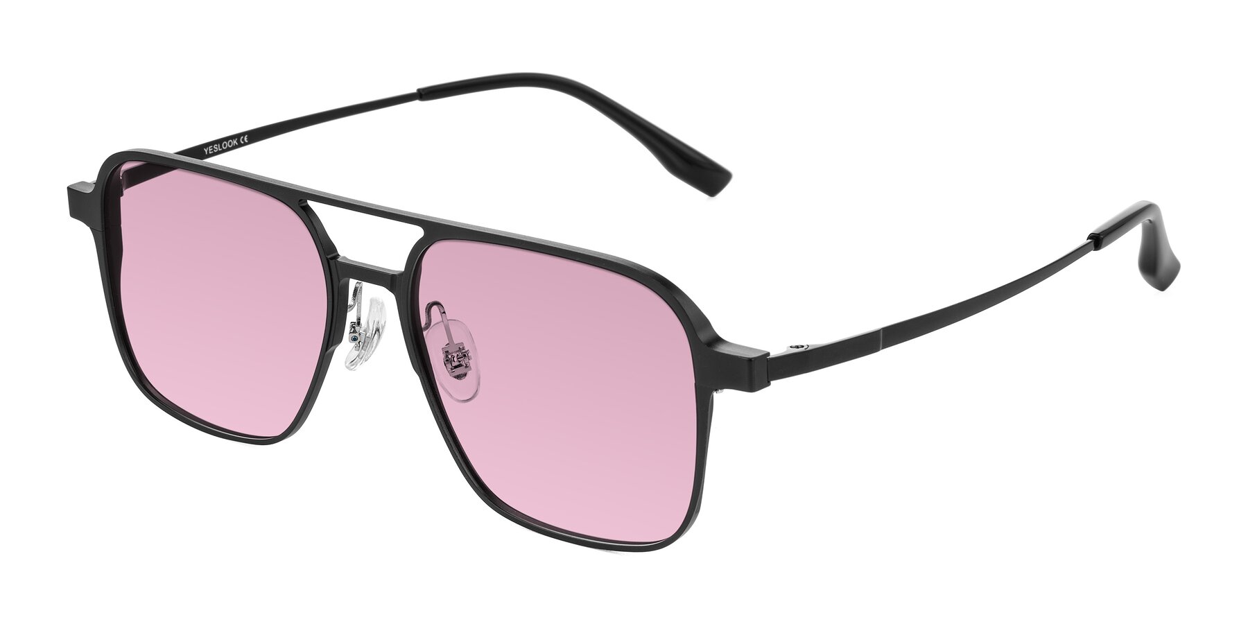 Angle of Sanya in Matte Black with Light Wine Tinted Lenses