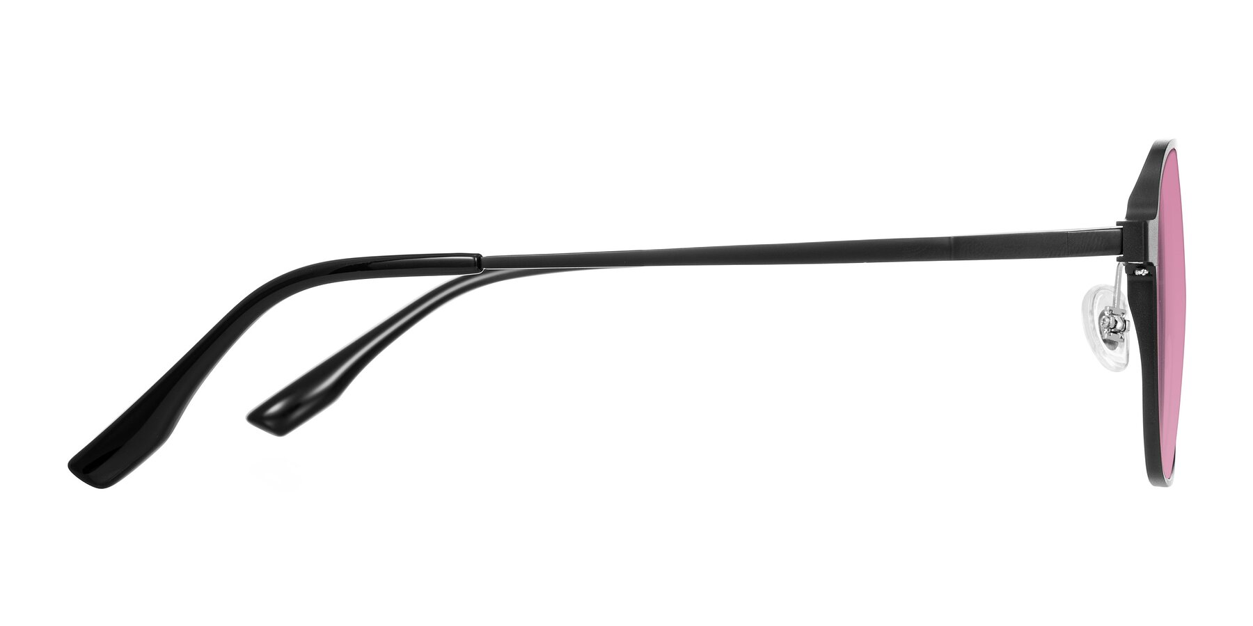 Side of Sanya in Matte Black with Medium Wine Tinted Lenses