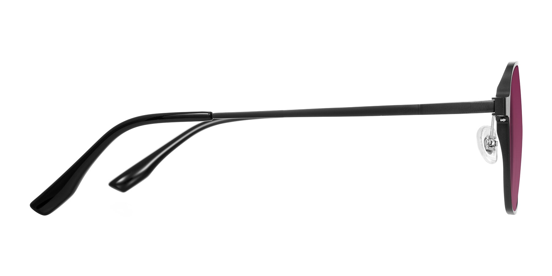 Side of Sanya in Matte Black with Wine Tinted Lenses