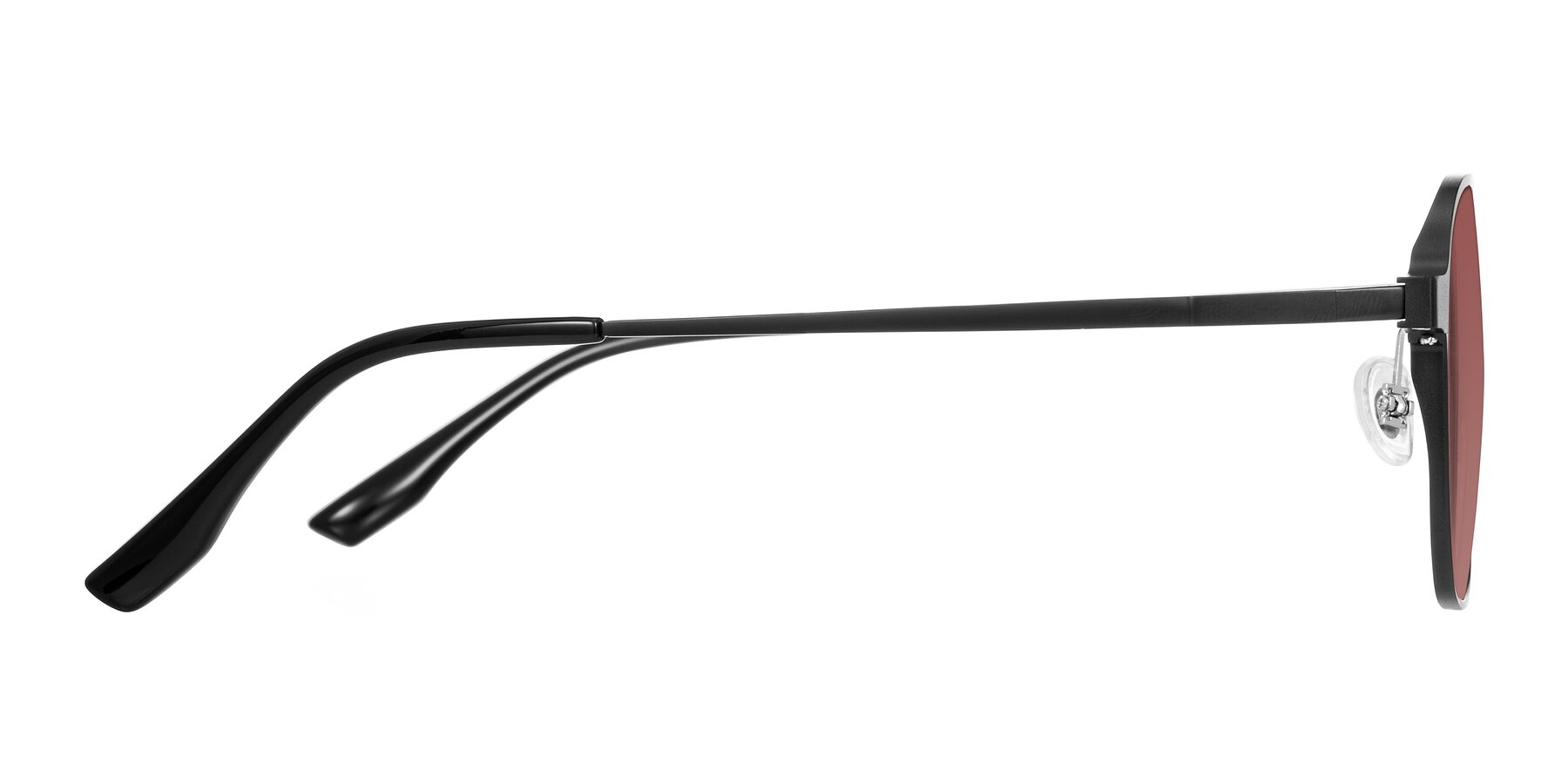 Side of Sanya in Matte Black with Garnet Tinted Lenses