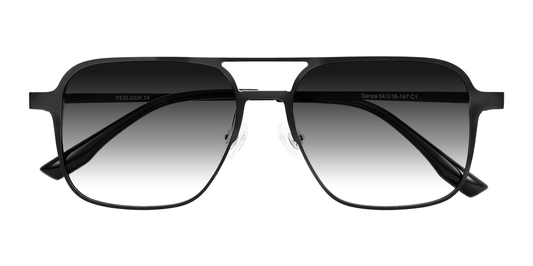 Folded Front of Sanya in Matte Black with Gray Gradient Lenses