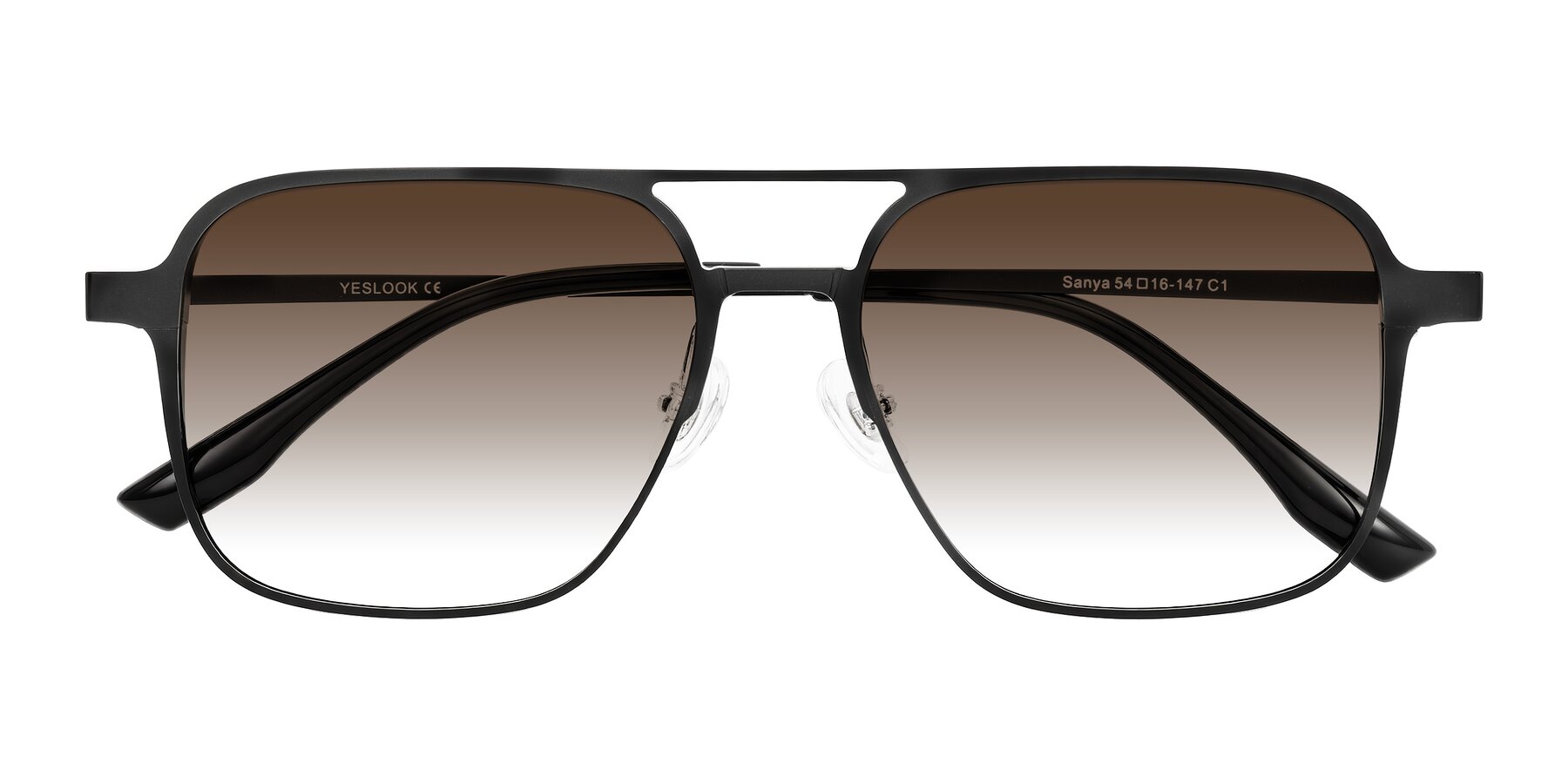 Folded Front of Sanya in Matte Black with Brown Gradient Lenses