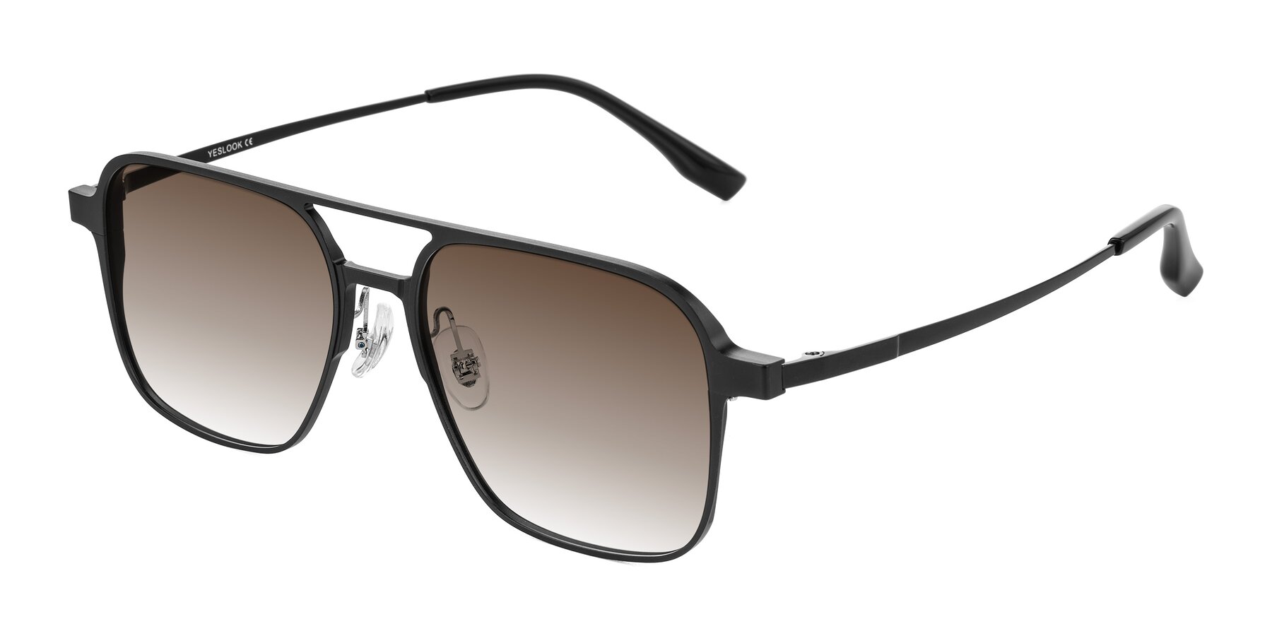 Angle of Sanya in Matte Black with Brown Gradient Lenses